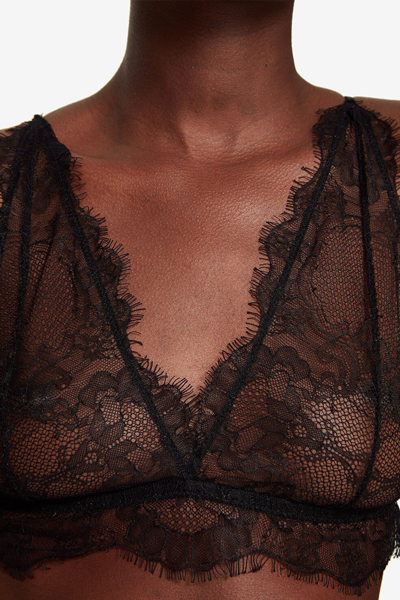 Anine Bing delicate lace bra Zwart-1 3