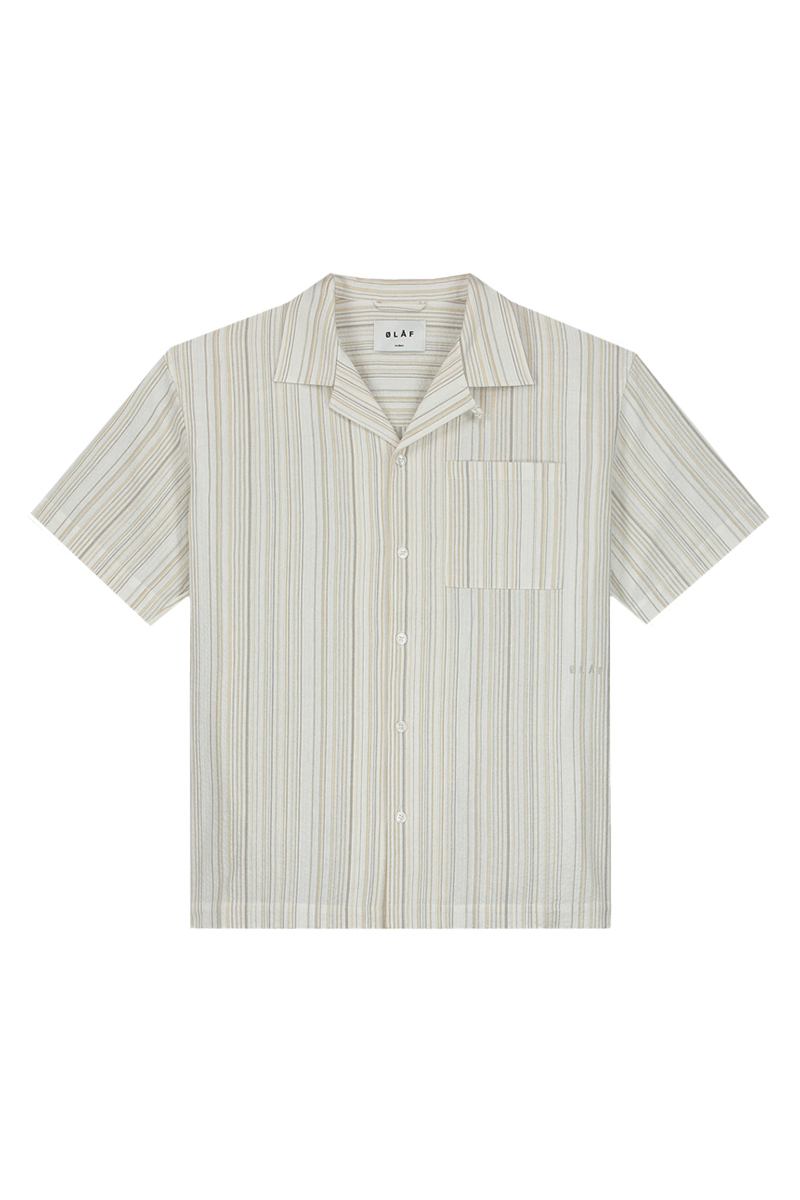 Olaf Hussein STRIPE SHIRT SS bruin/beige-1 1