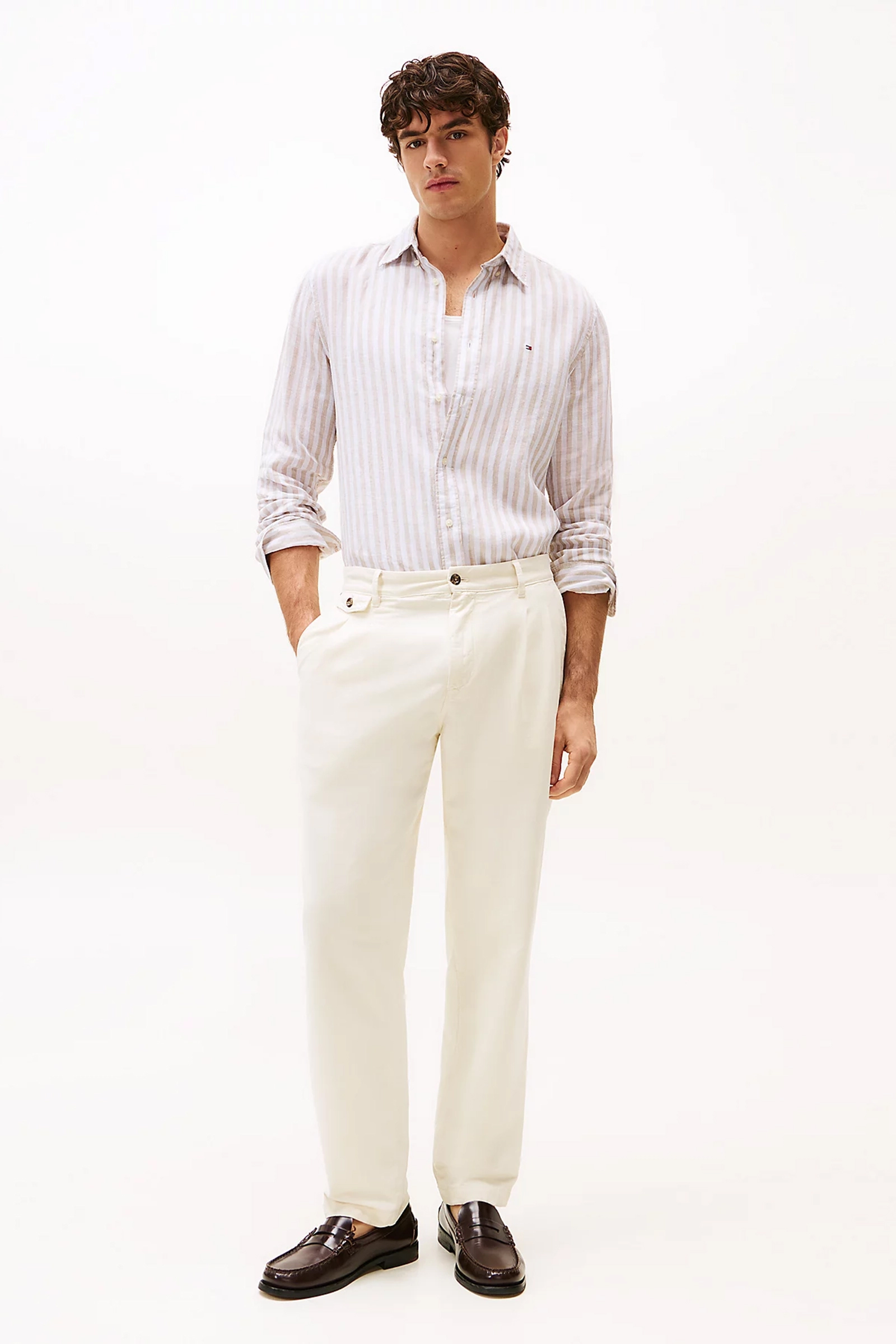 Tommy Hilfiger LINEN ESSENTIAL STRIPE RF SHIRT Wit 2