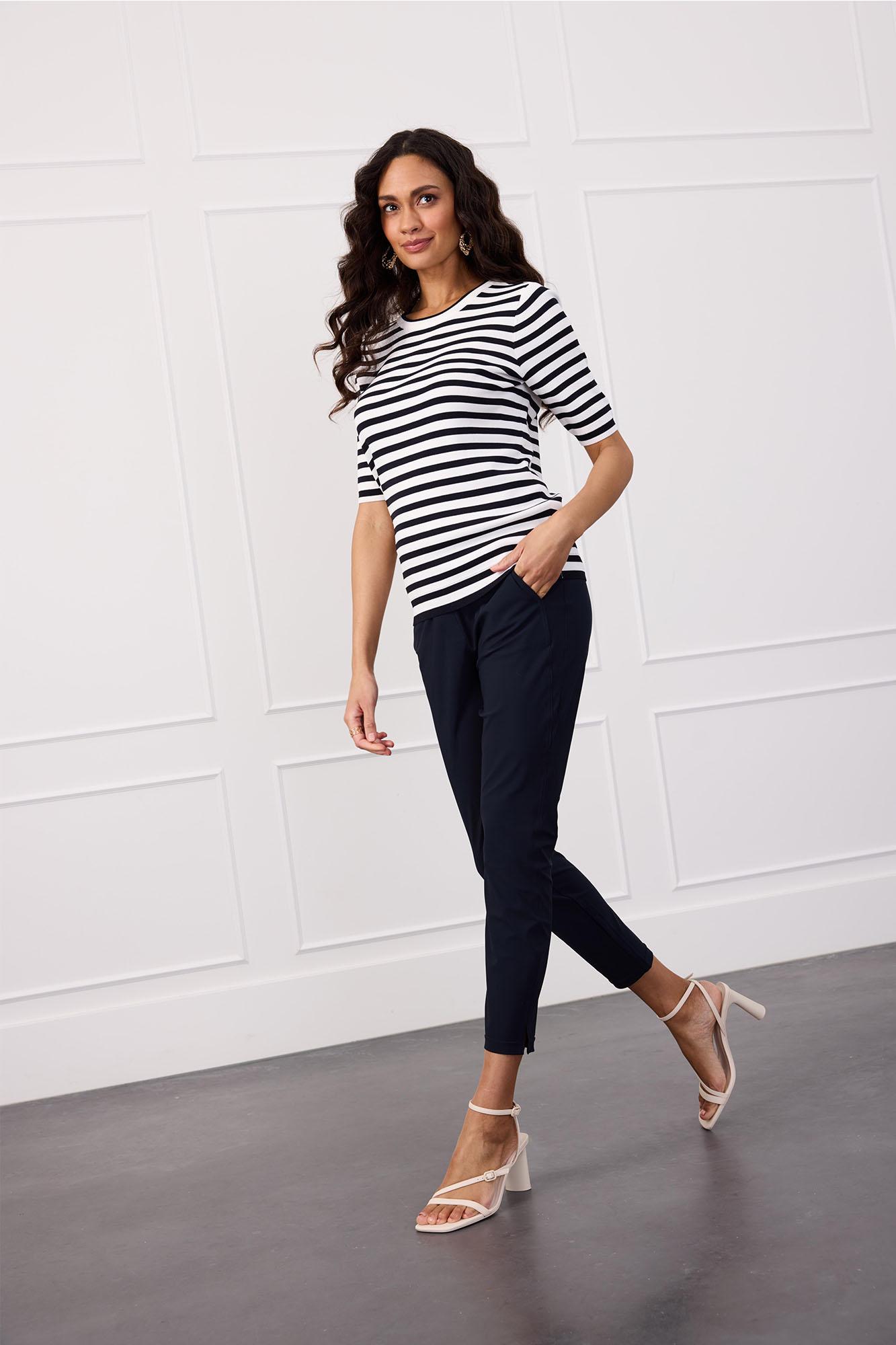 Studio Anneloes Luna stripe short slv pullover Ecru-1 2