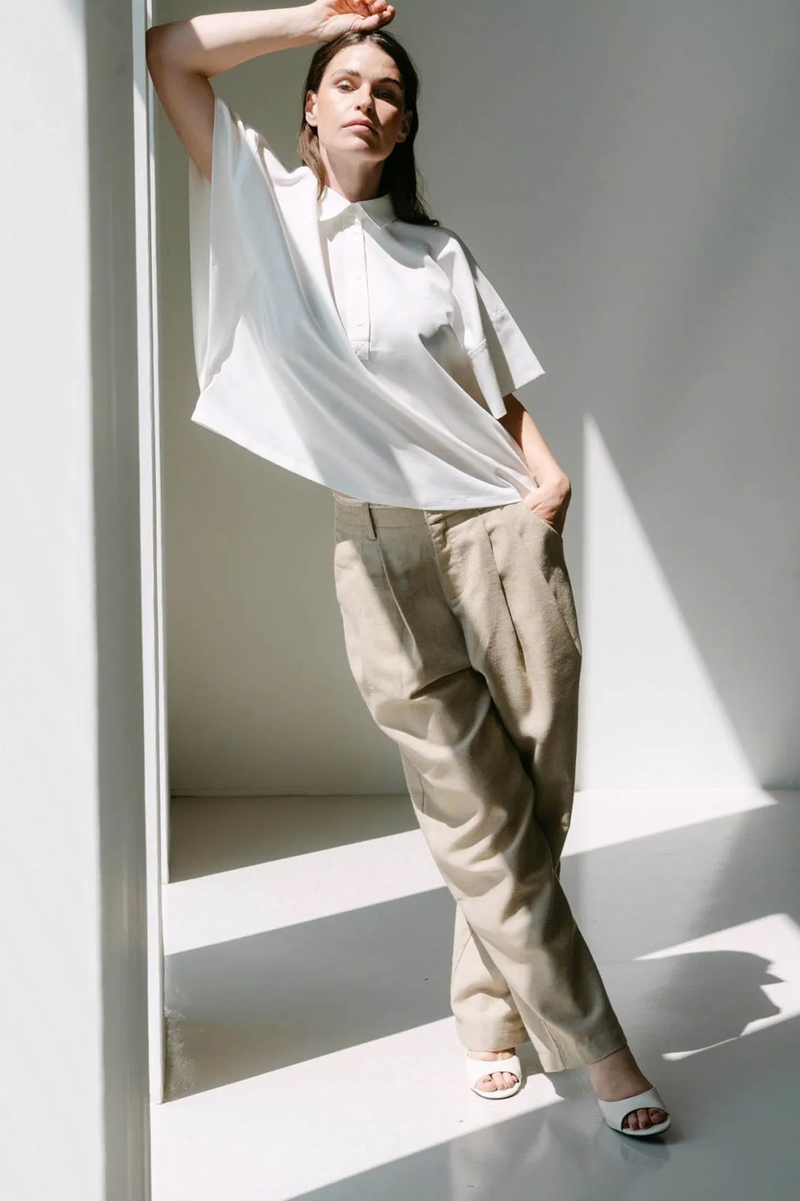 Dames t-shirt korte mouw ecru