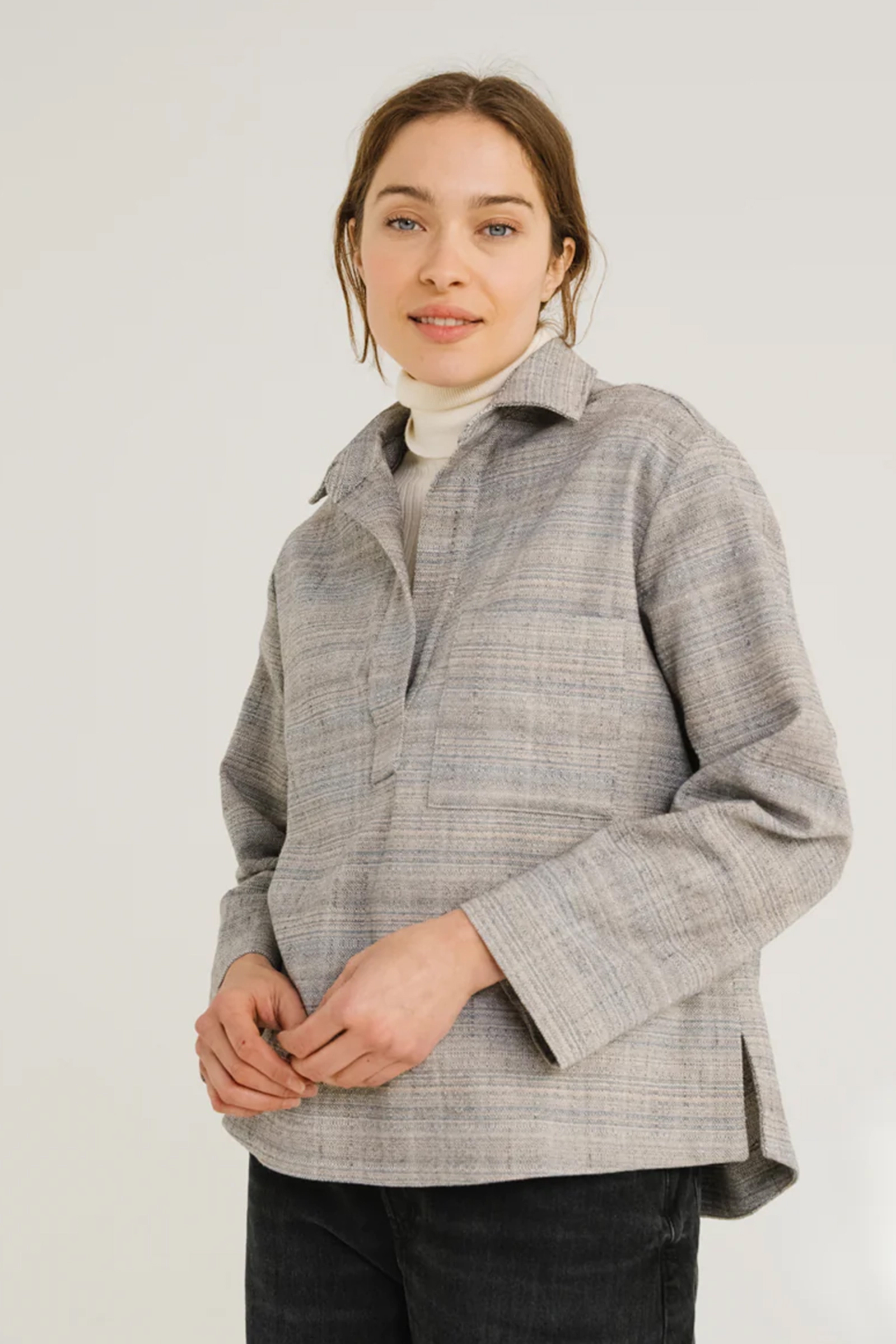 Dames blouse lange mouw bruin