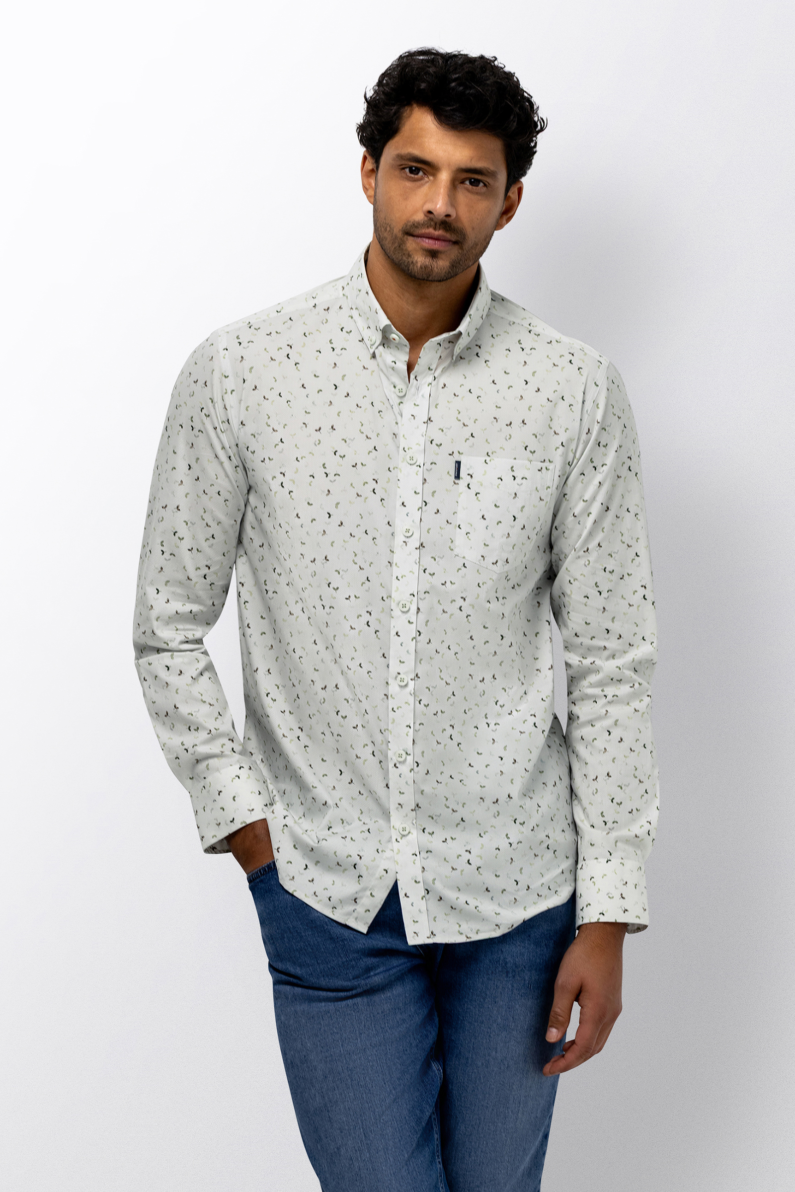 Heren overhemd lm casual groen
