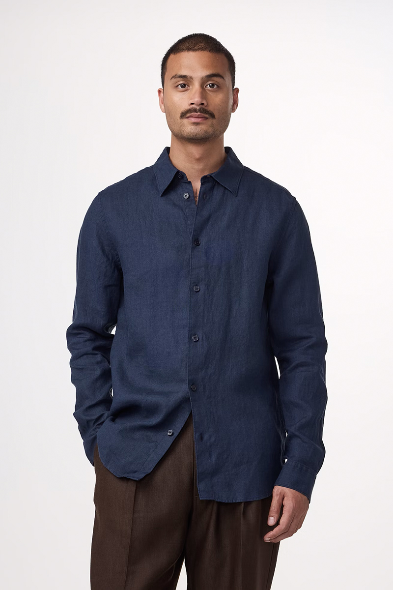 Heren overhemd lm casual blauw