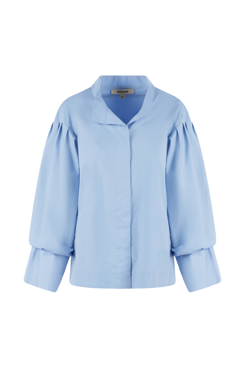Dames blouse lange mouw blauw