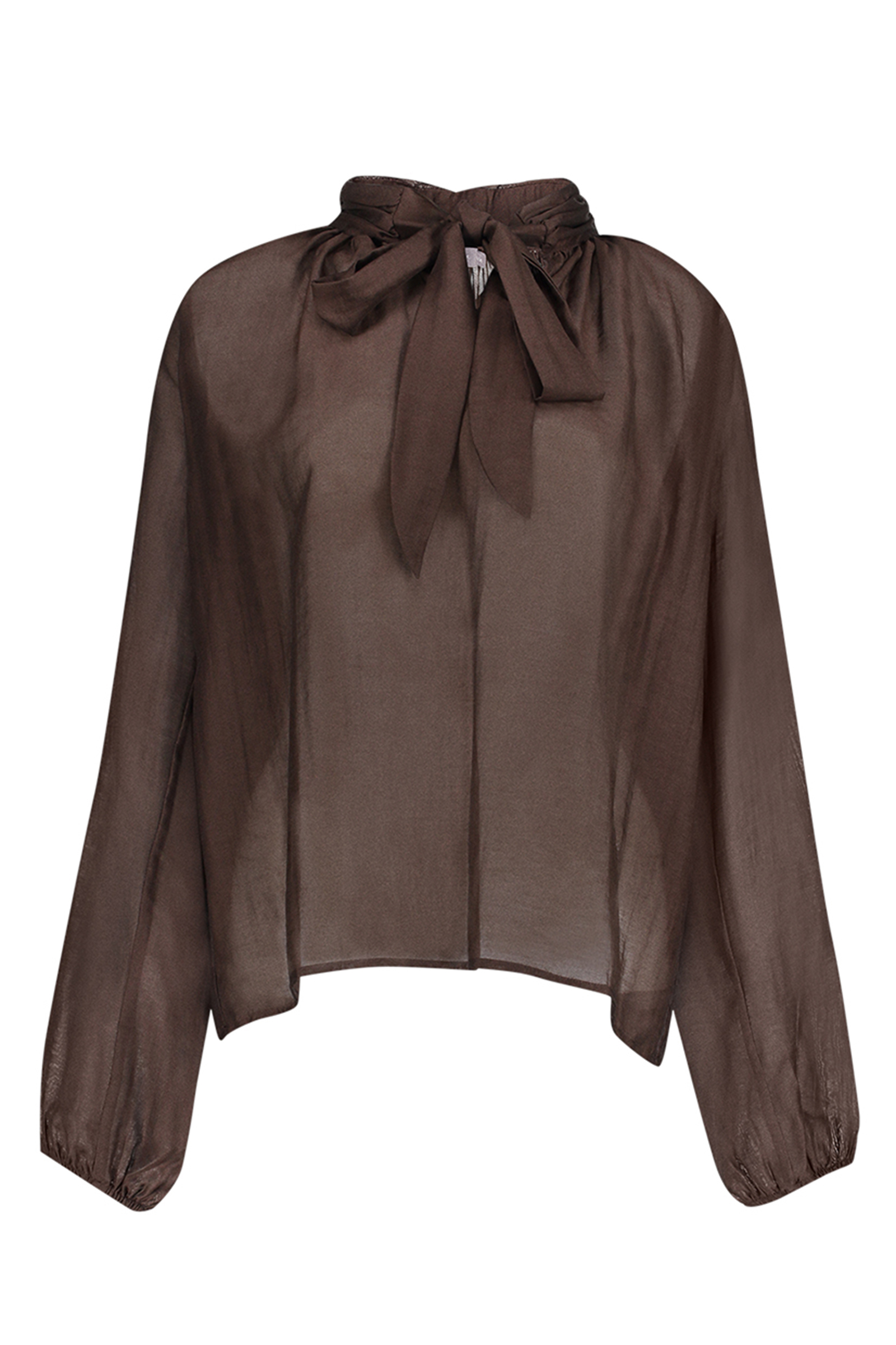 Dames blouse lange mouw bruin