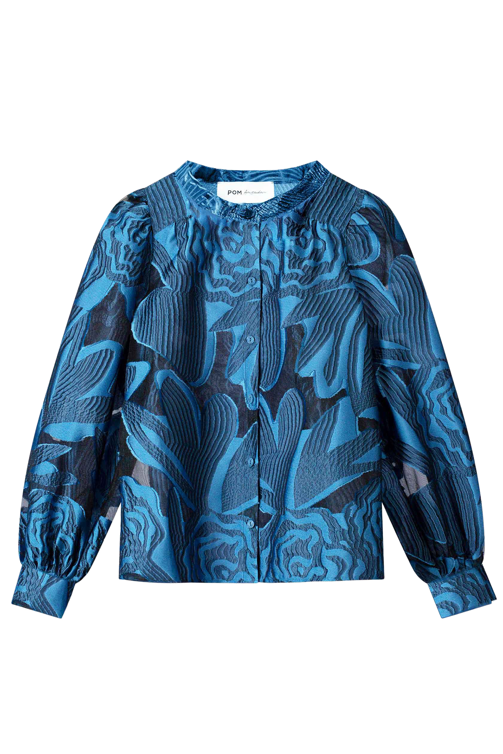 Dames blouse lange mouw blauw