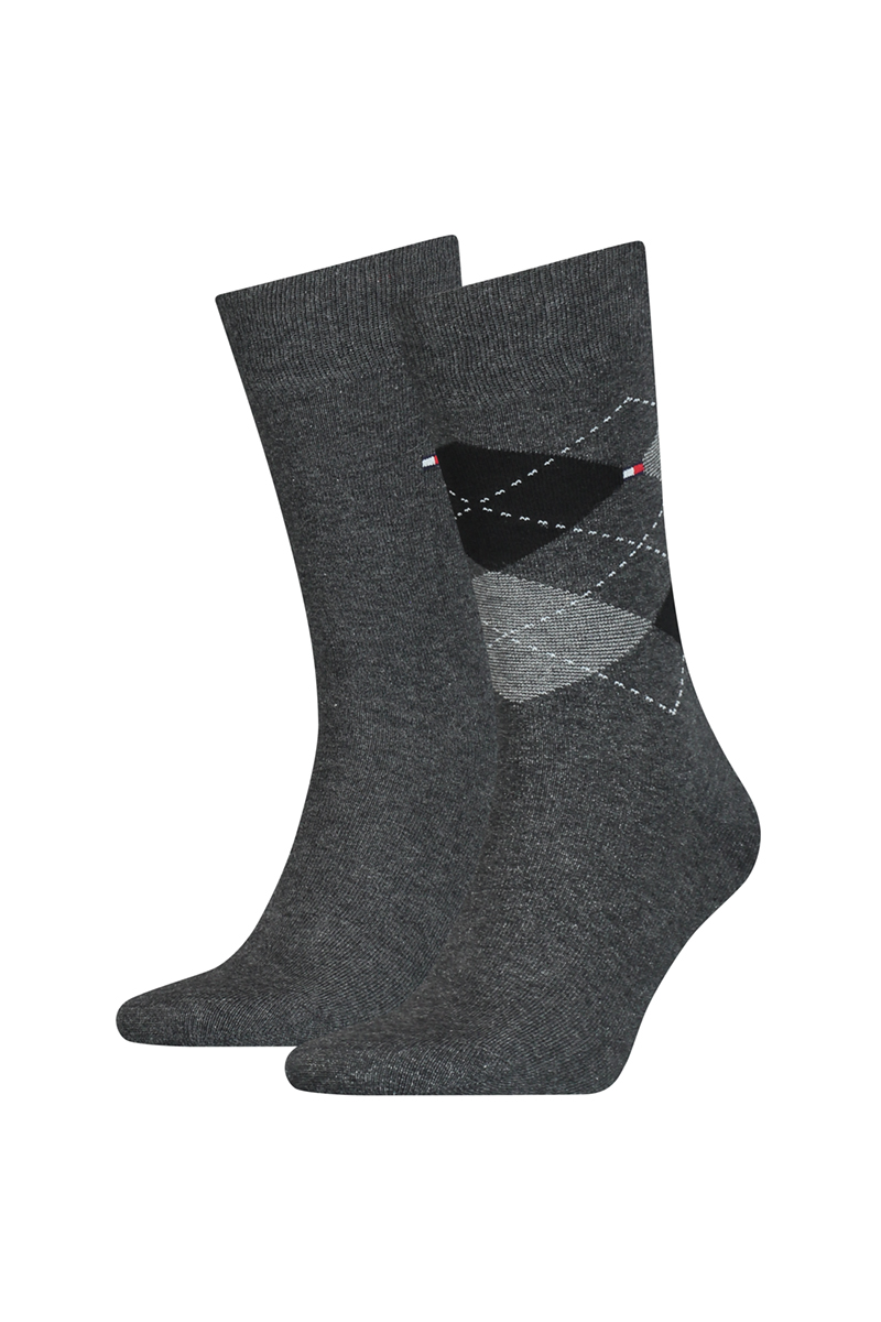 Tommy Hilfiger TH MEN SOCK CHECK 2P Grijs-2 1