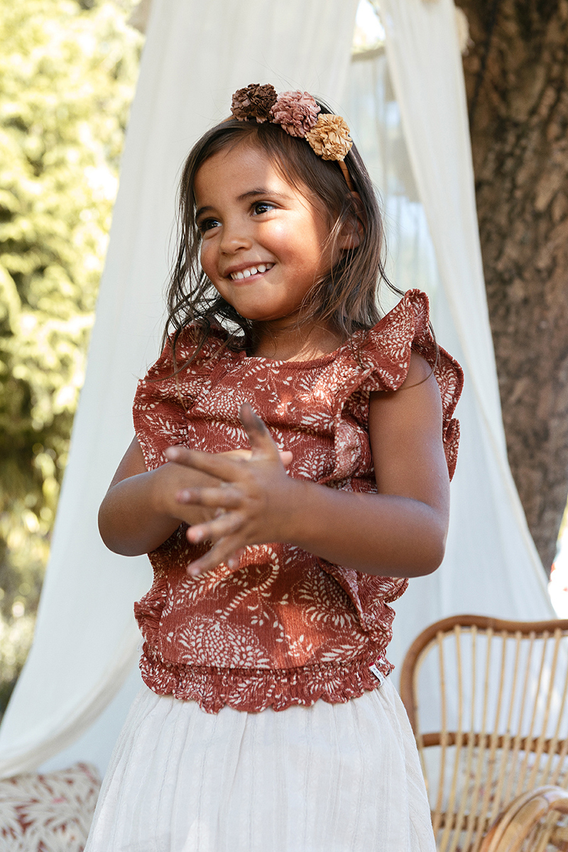 LOOXS LITTLE little crinckle top Bruin/Beige-1 2
