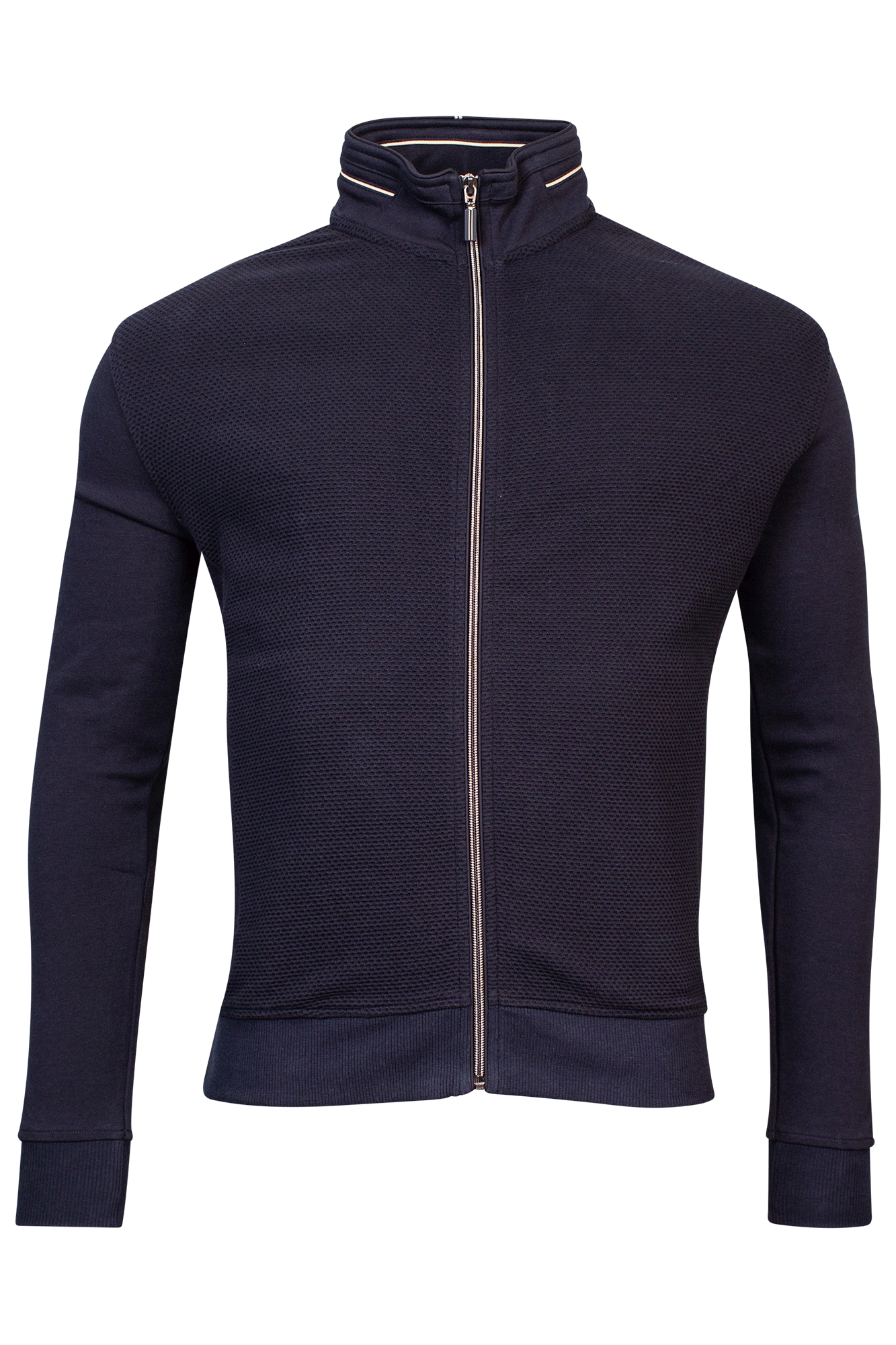 Baileys Sweat Cardigan Zip  Front+Back body 2-tone Jacquar Blauw-1 1