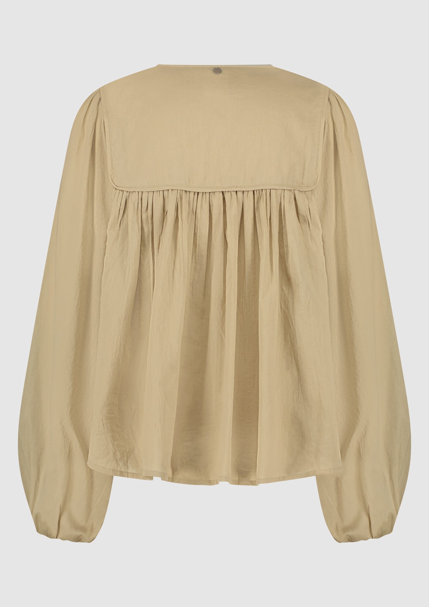 Dames blouse lange mouw bruin