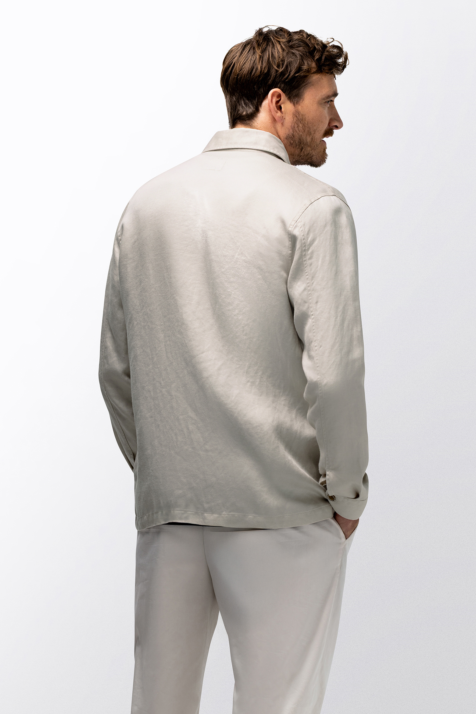 Heren overhemd lm casual ecru