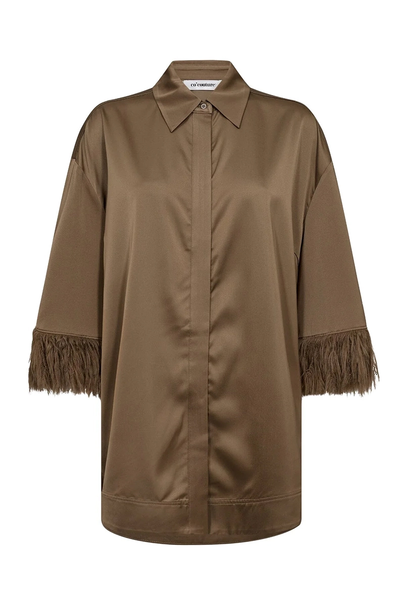 Dames blouse lange mouw bruin