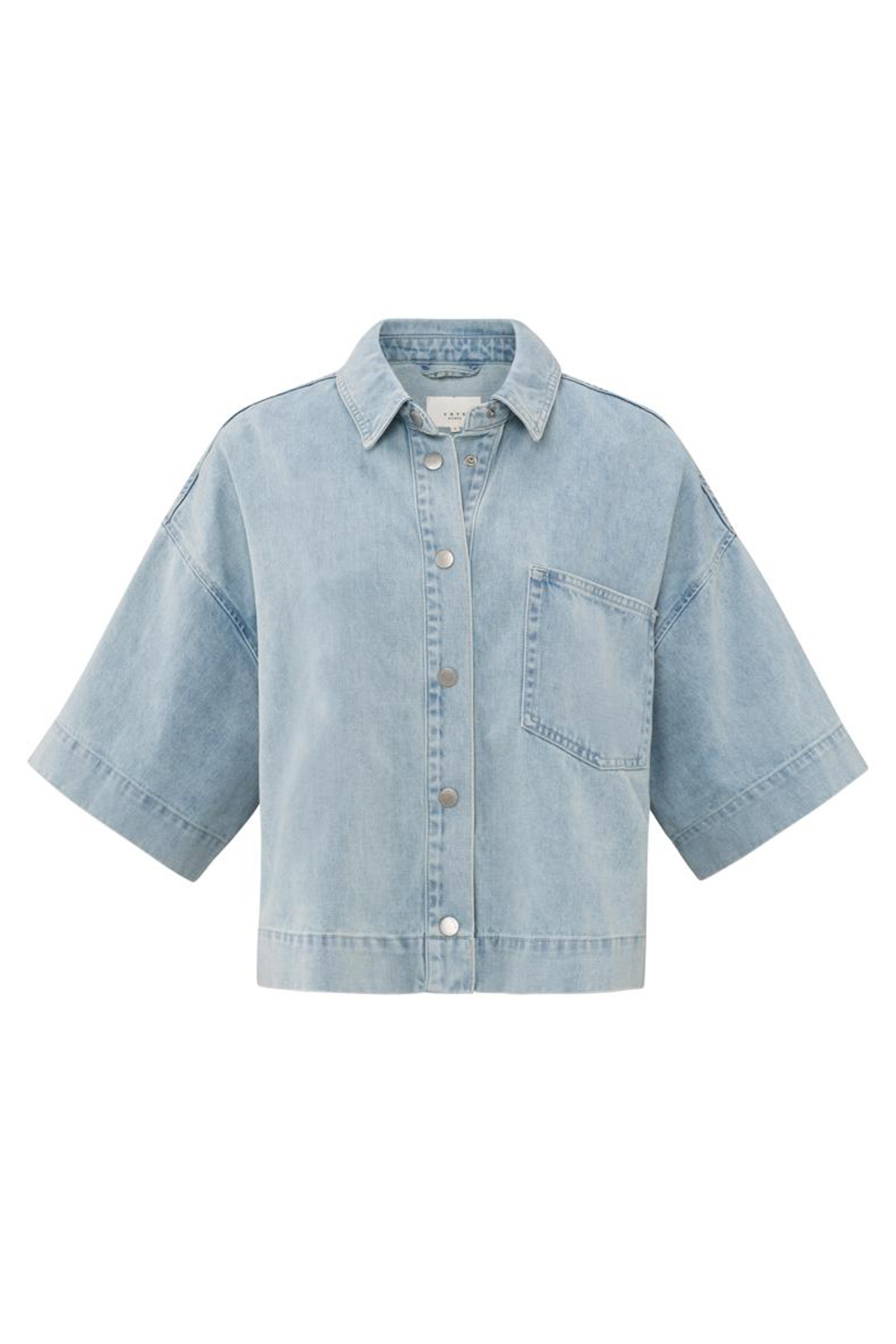 Yaya Oversized cropped denim jacket LIGHT DENIM 1