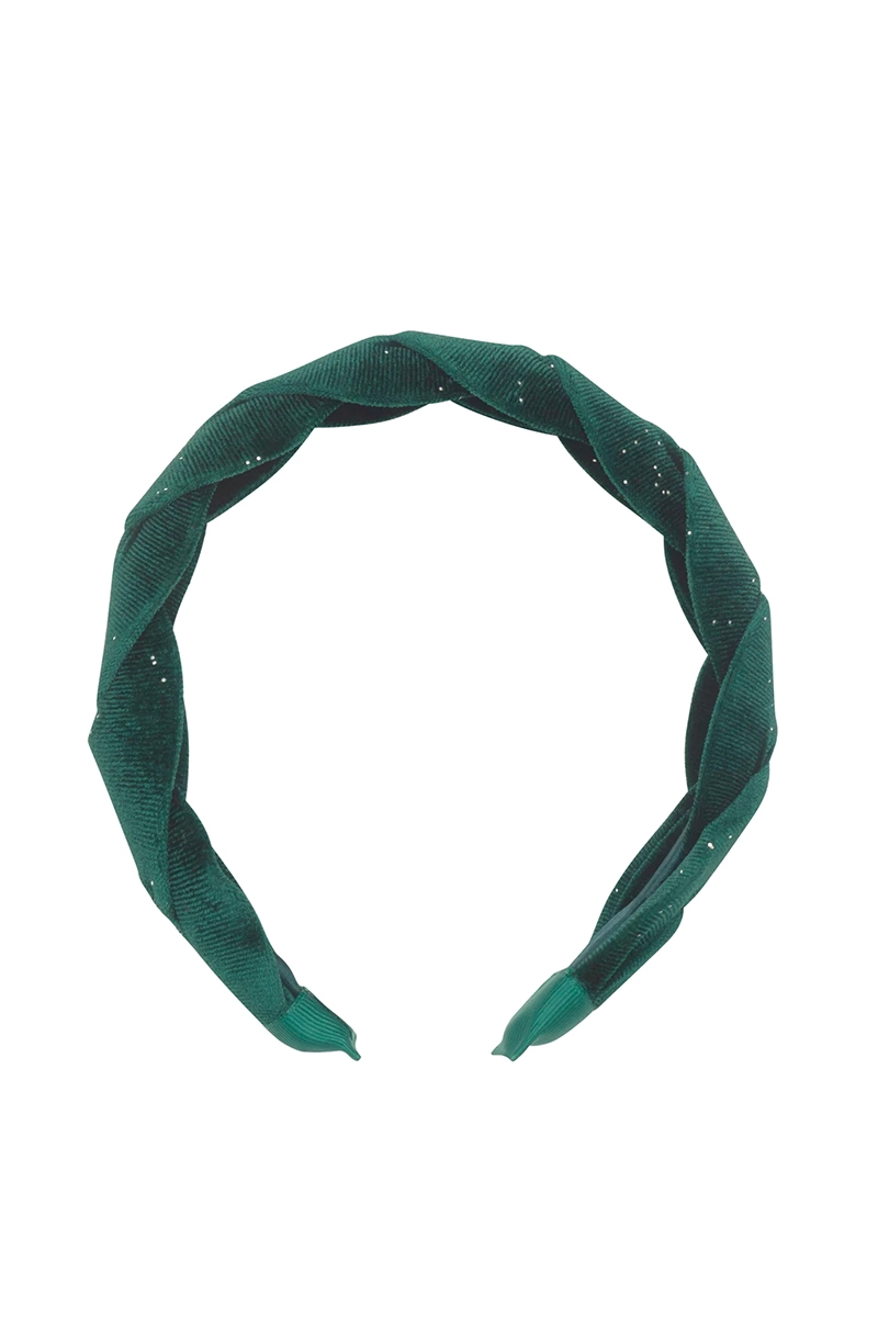 ROCKAHULA KIDS Evergreen velvet plaited headband Groen-1 1