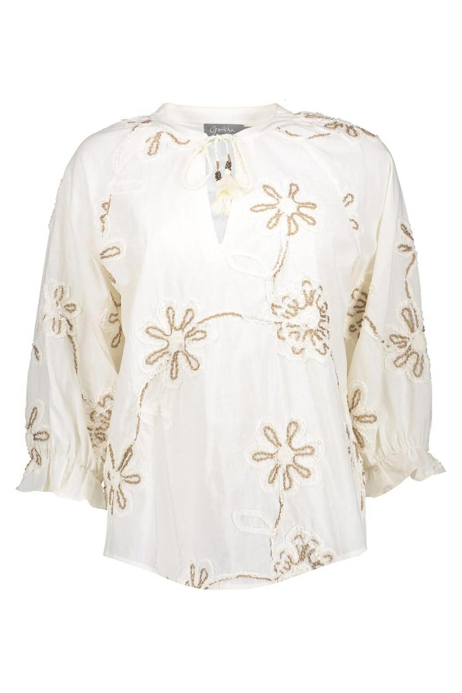 Dames blouse korte mouw ecru
