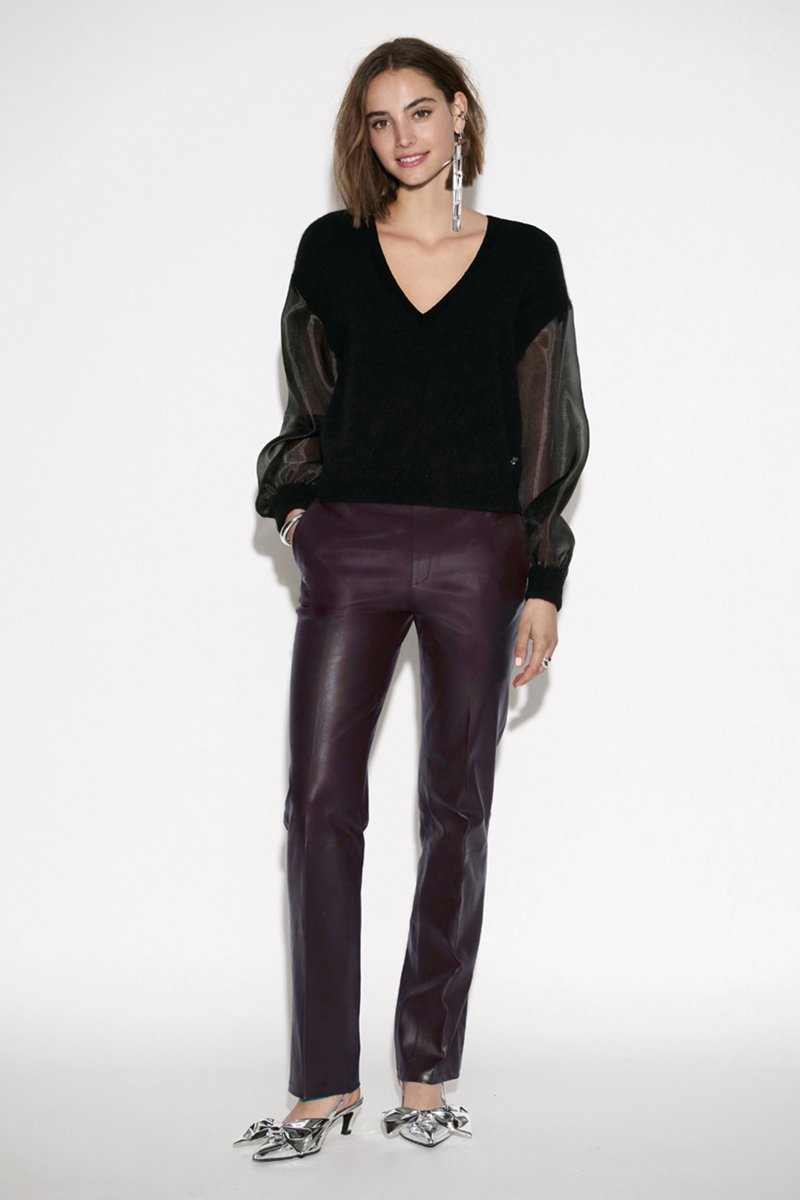 Dames leren broek rood