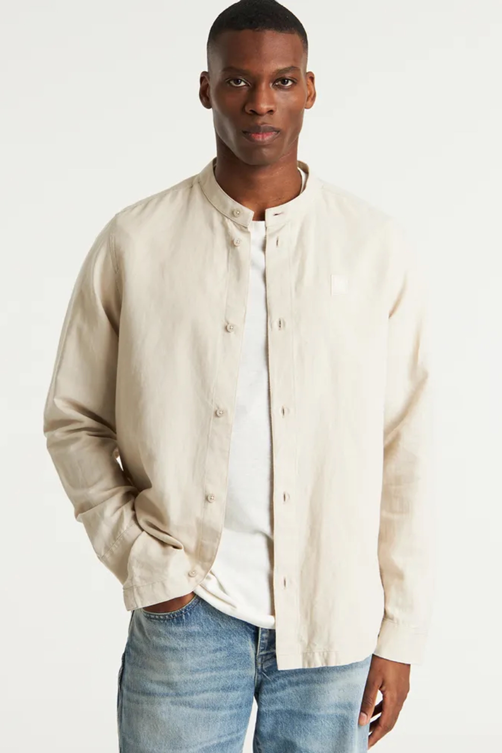 Heren overhemd lm casual bruin
