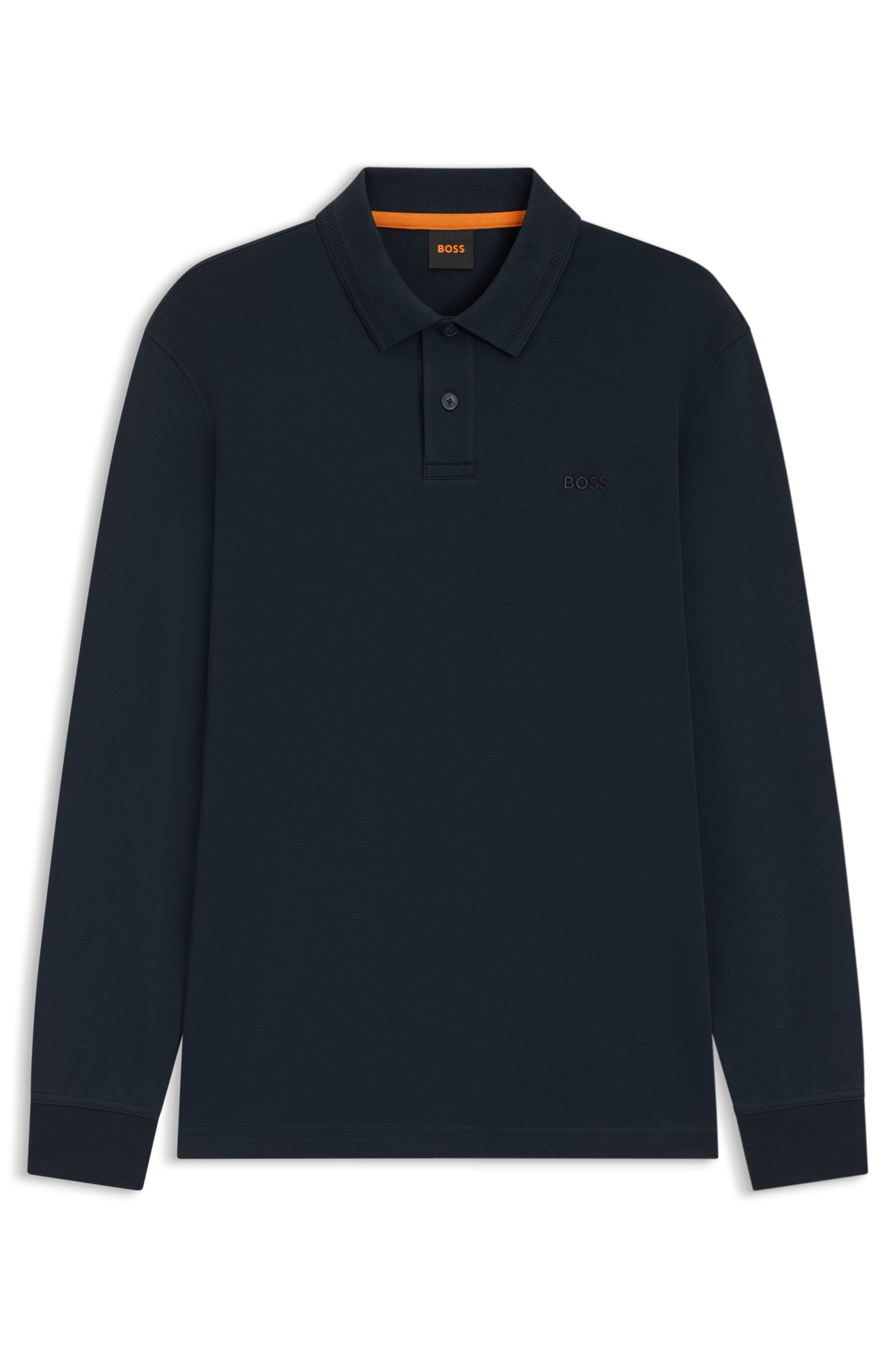 Heren polo lange mouw blauw