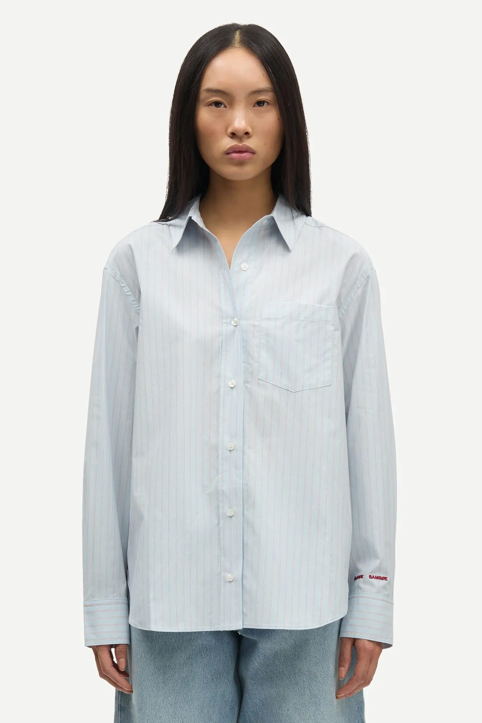 Dames blouse lange mouw blauw