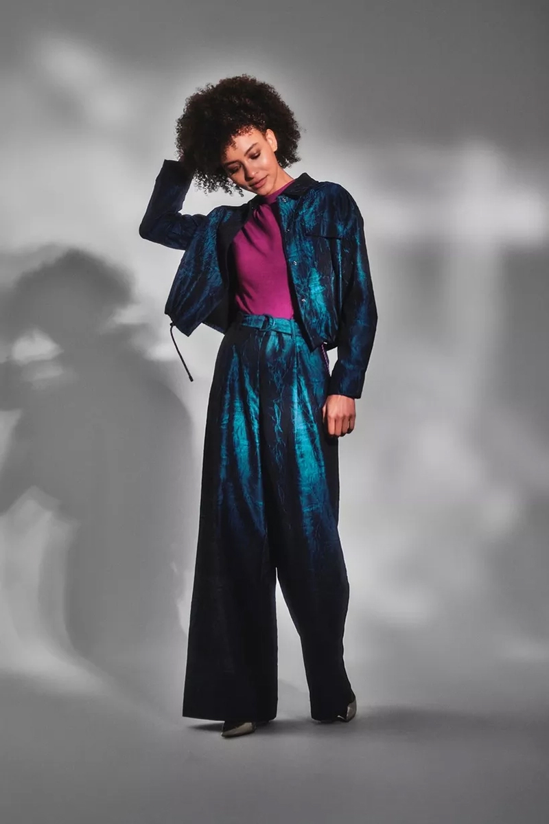 Dames blouse lange mouw blauw