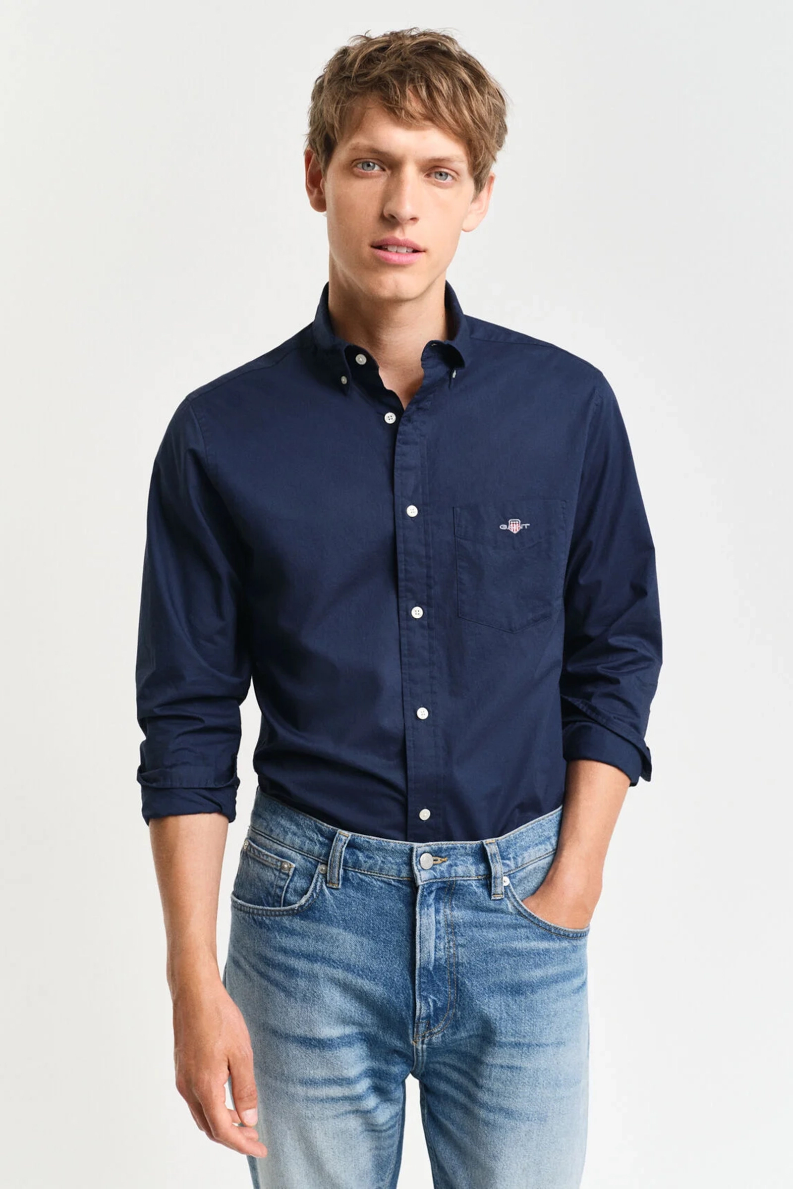 Heren overhemd lm casual blauw