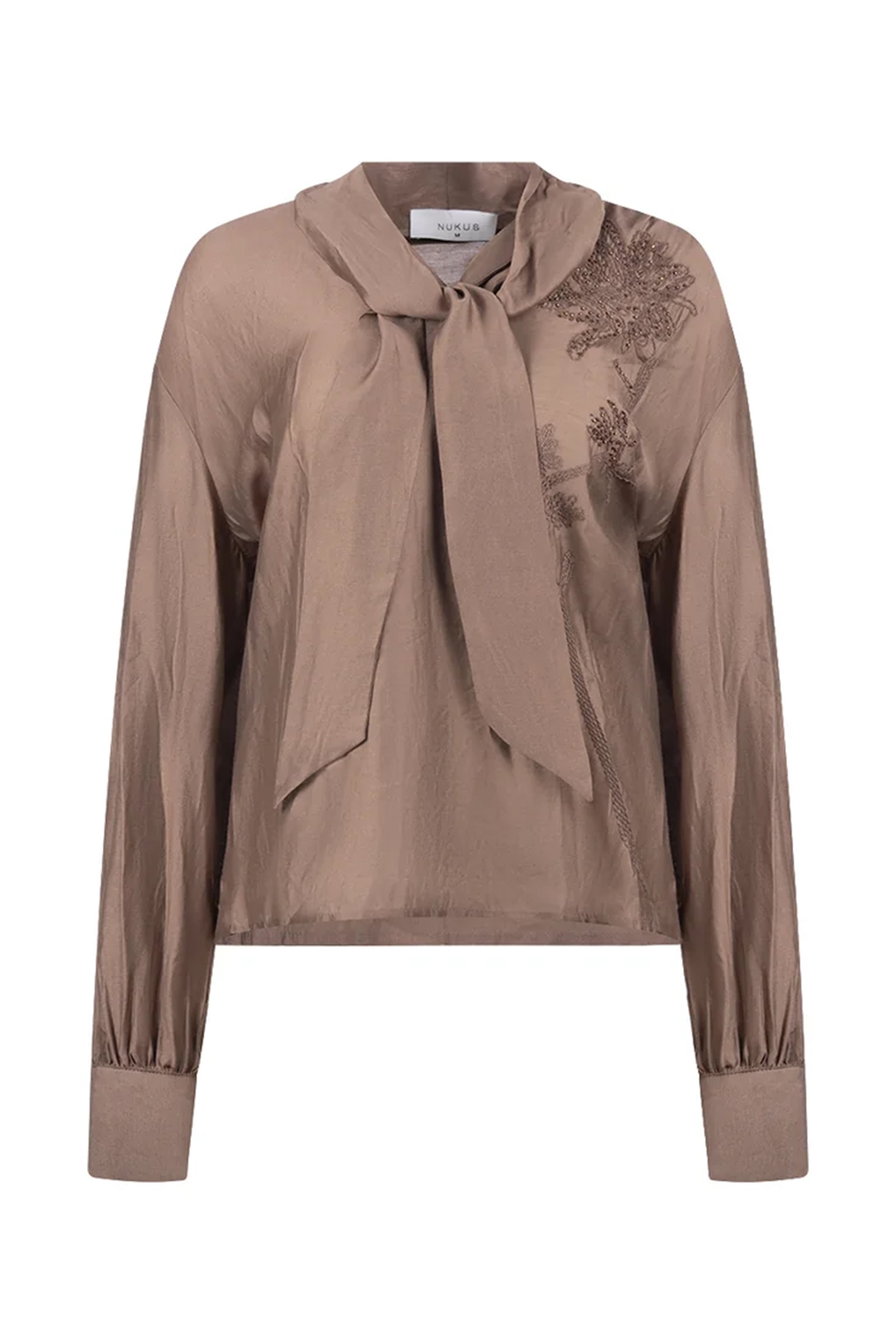 Dames blouse lange mouw bruin