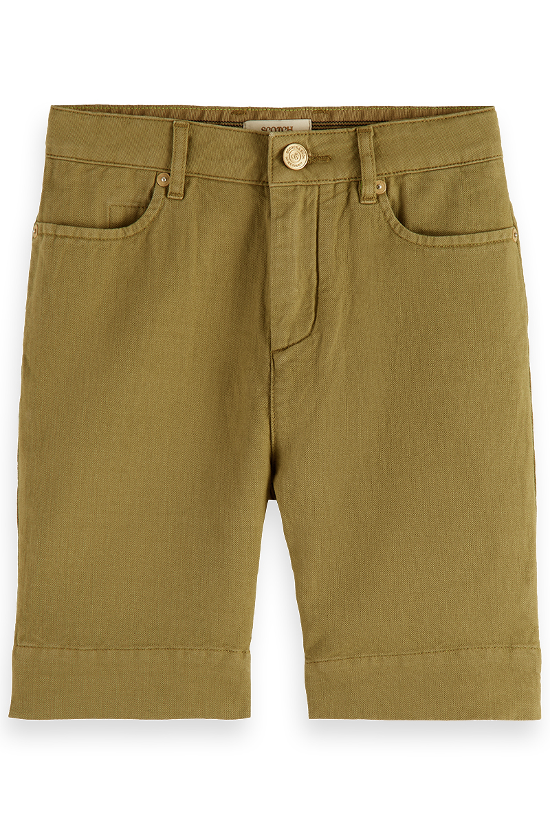 Scotch & Soda Garment-dyed Cotton Linen shorts Groen-4 1