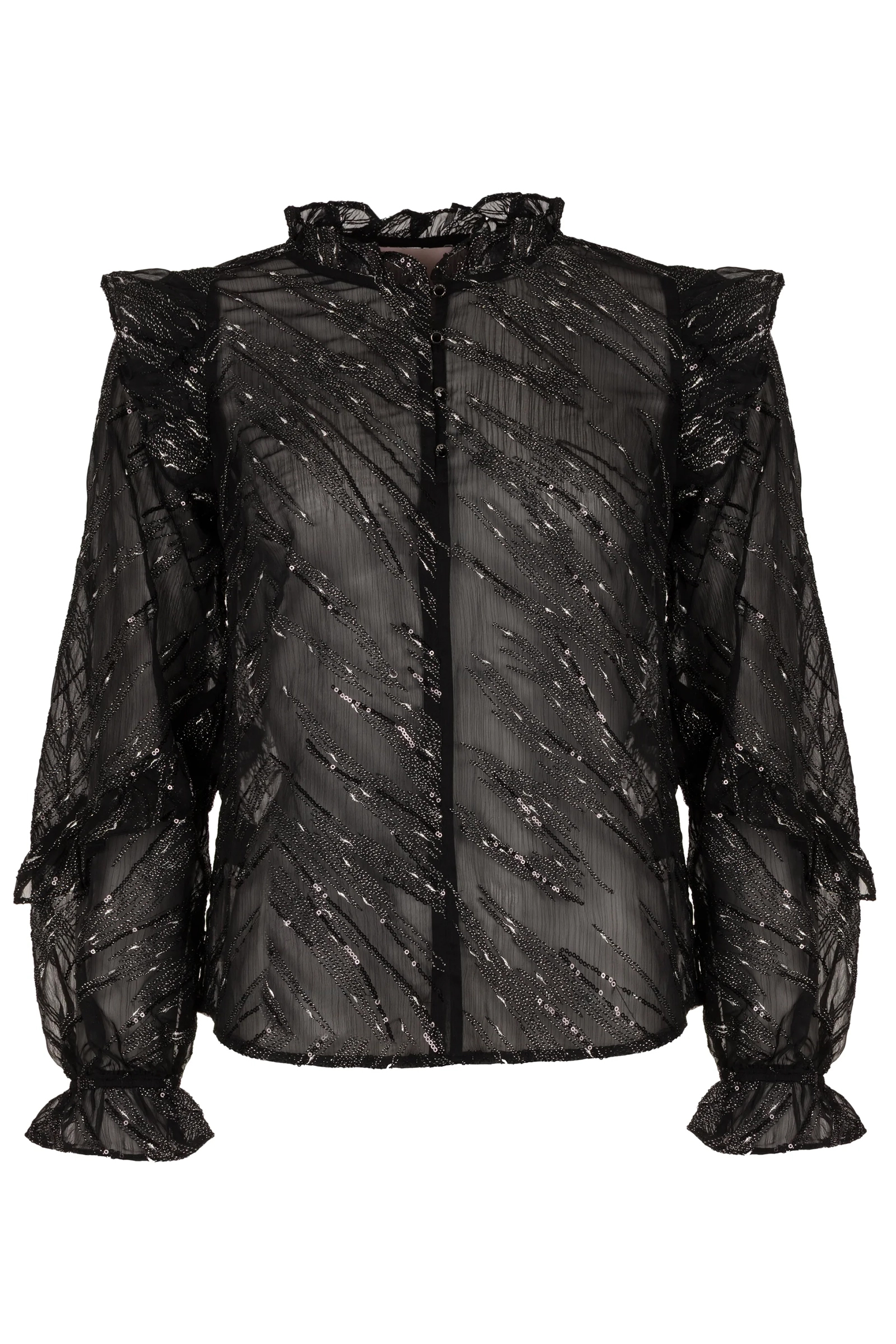 Dames blouse lange mouw zwart