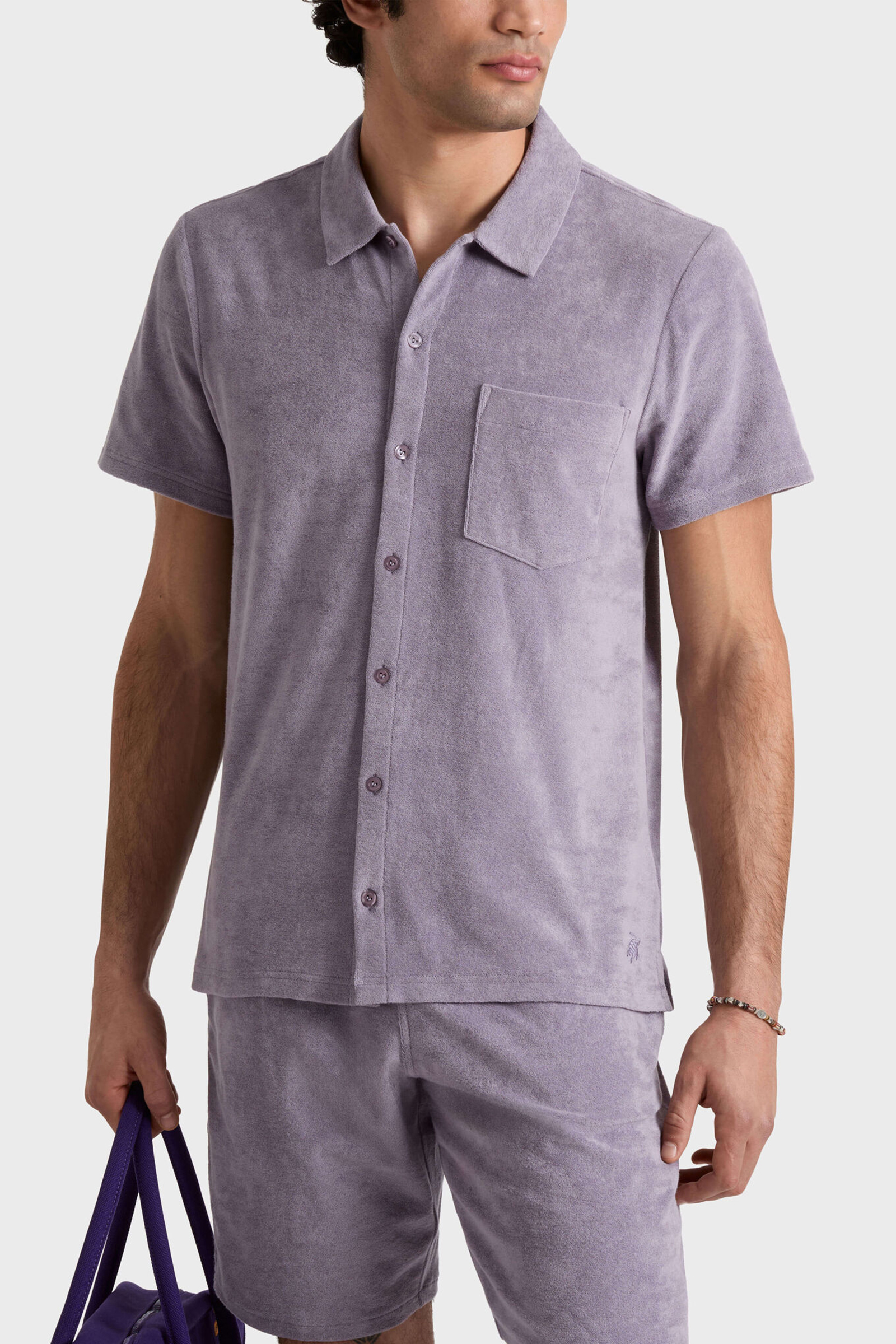 Heren overhemd km casual paars