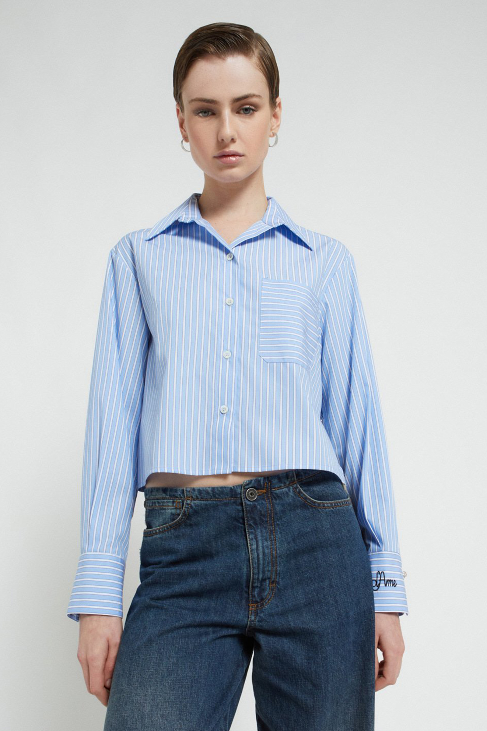 Dames blouse lange mouw blauw