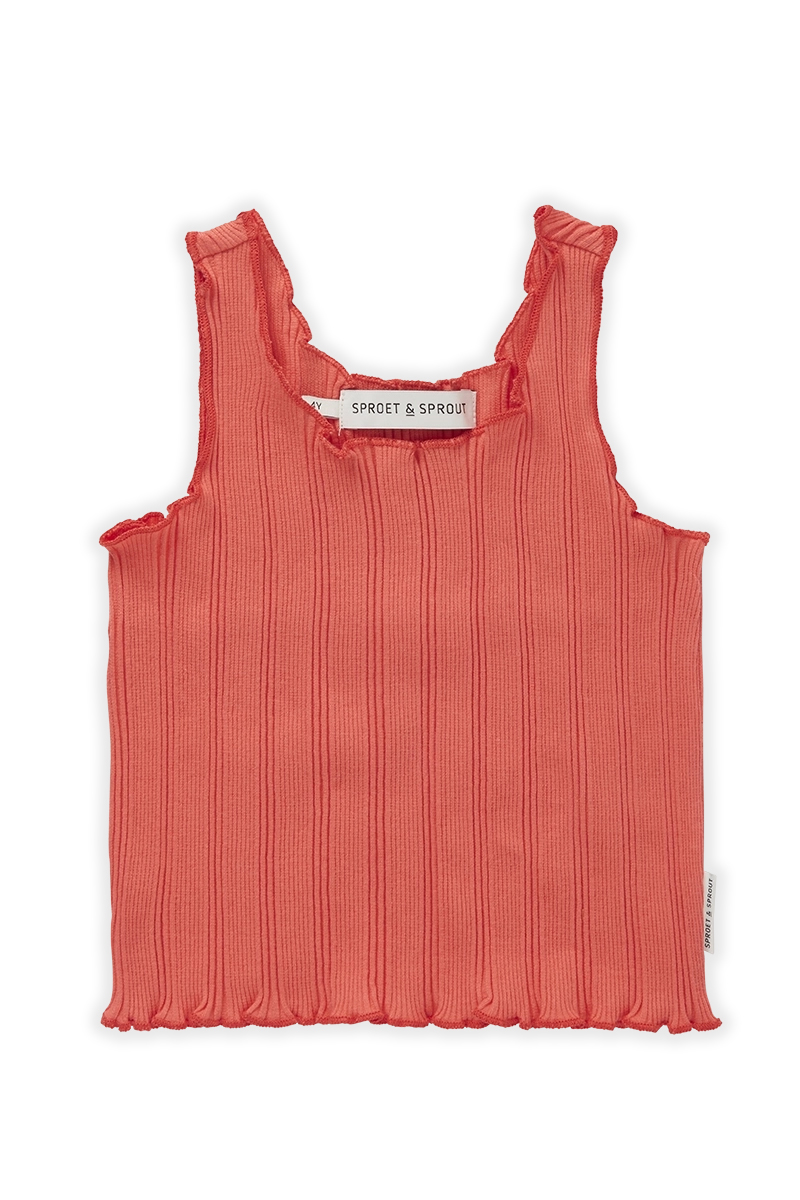 Sproet & Sprout Rib singlet top coral Rood-1 1