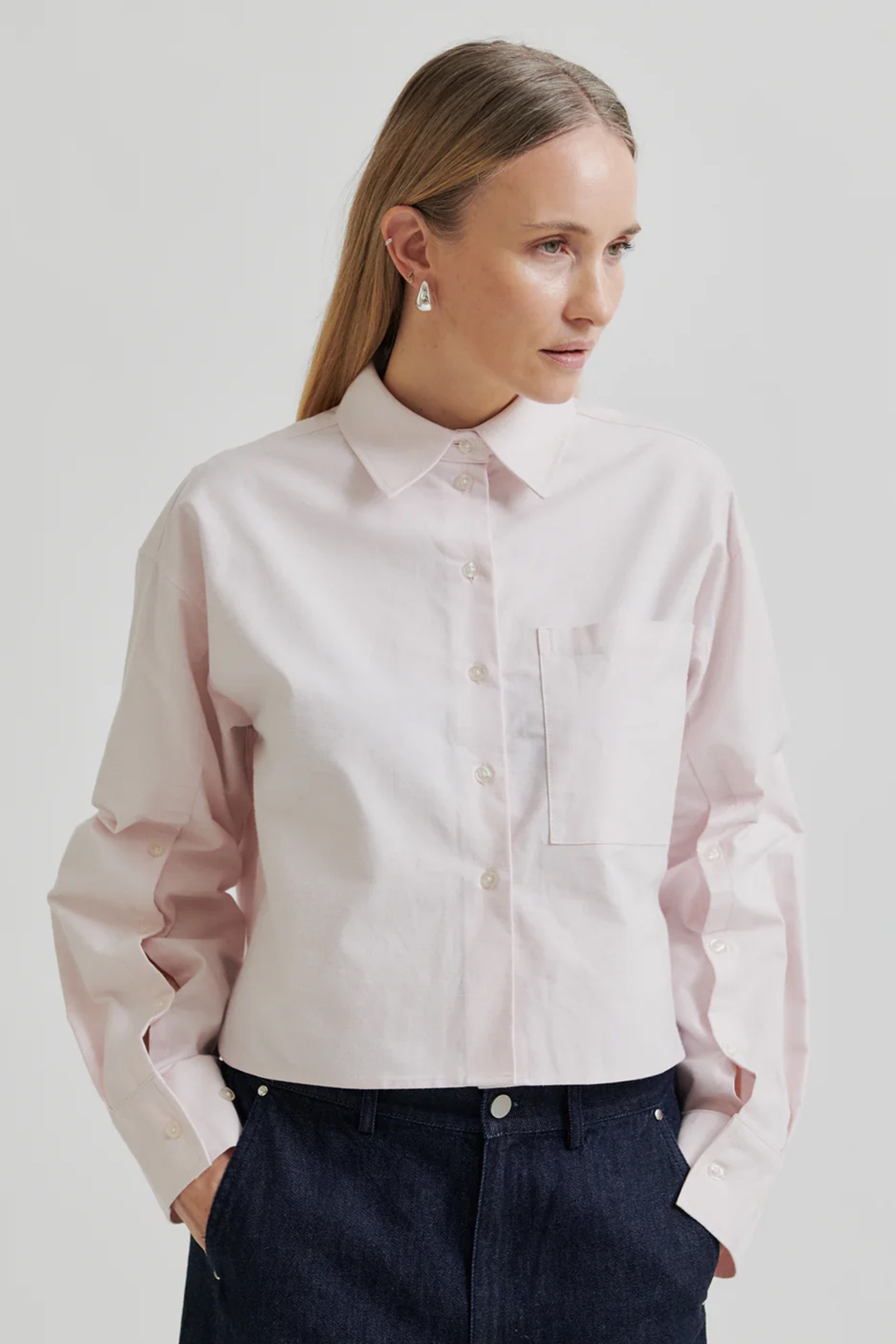Dames blouse lange mouw rose