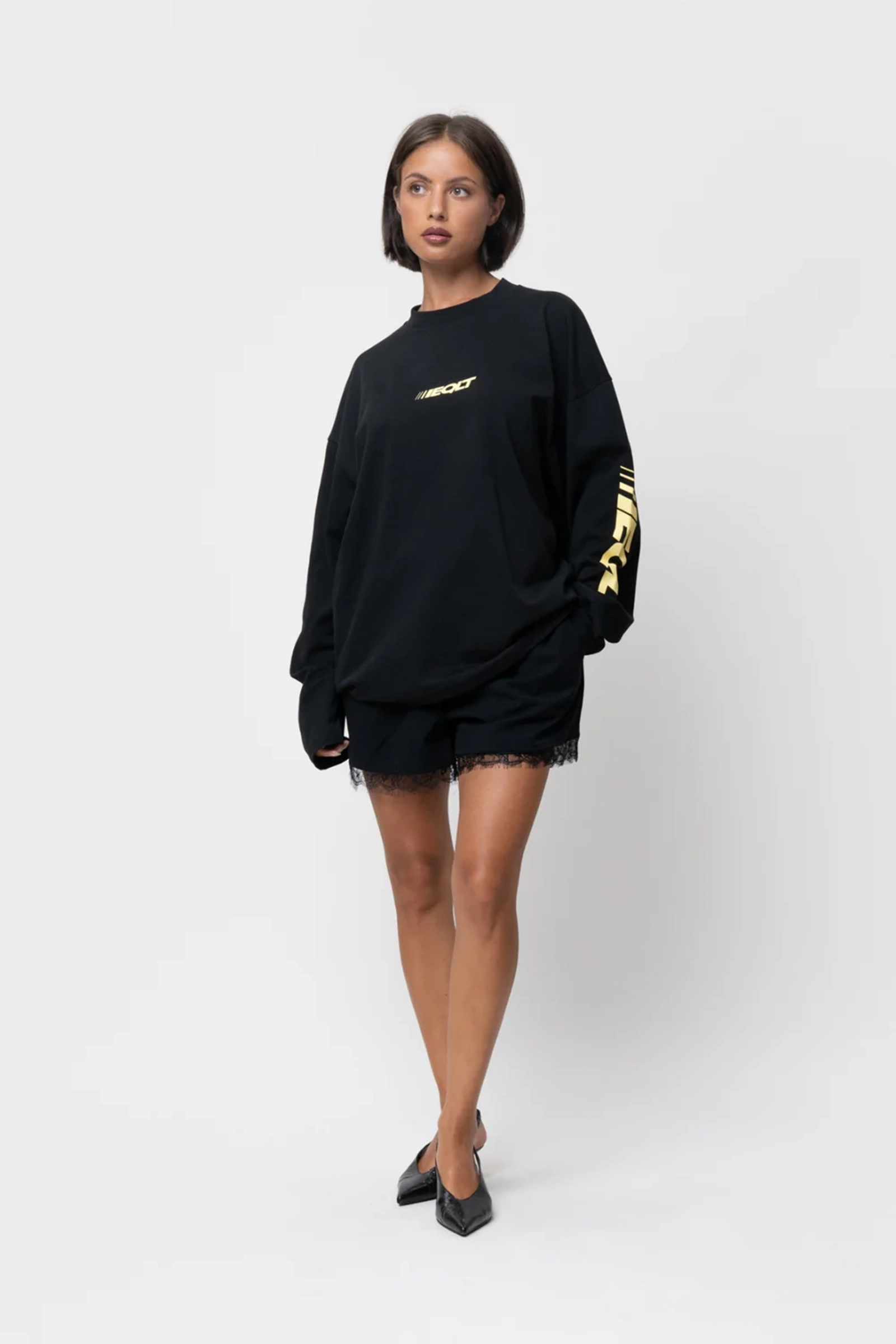 Heren t-shirt lange mouw zwart