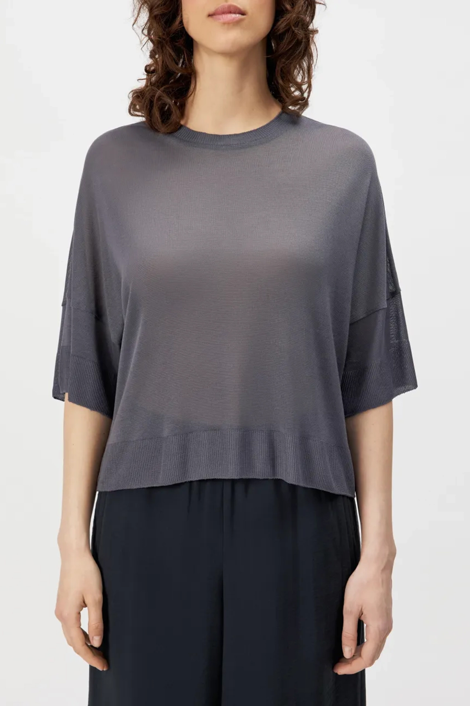 Dames t-shirt korte mouw grijs