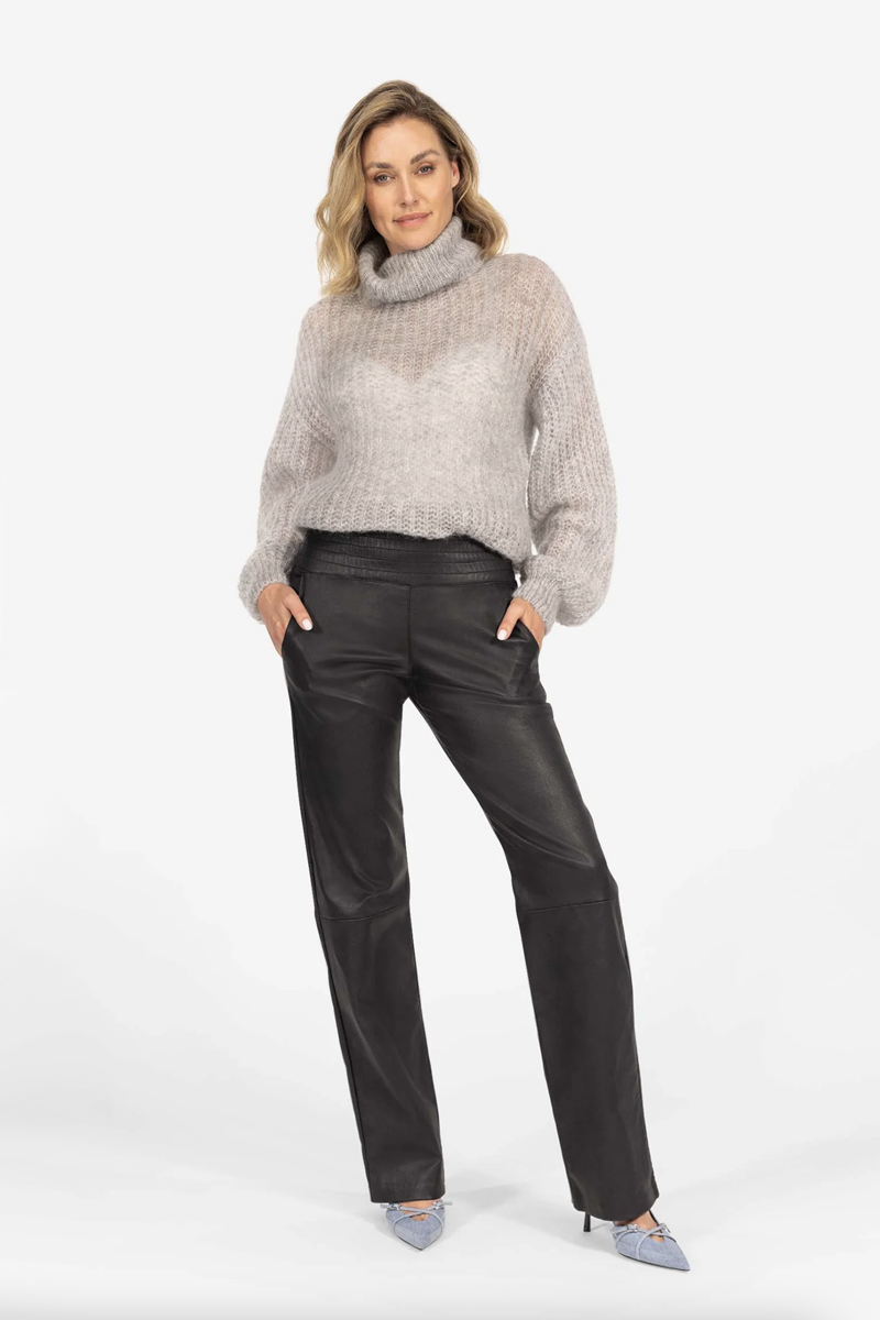 Dames leren broek zwart