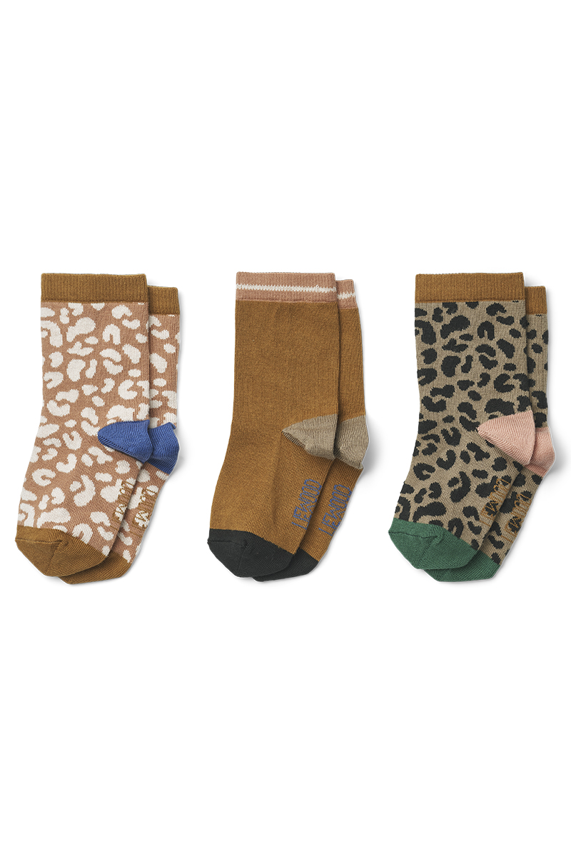 Liewood Silas socks 3pack Bruin/Beige-1 1