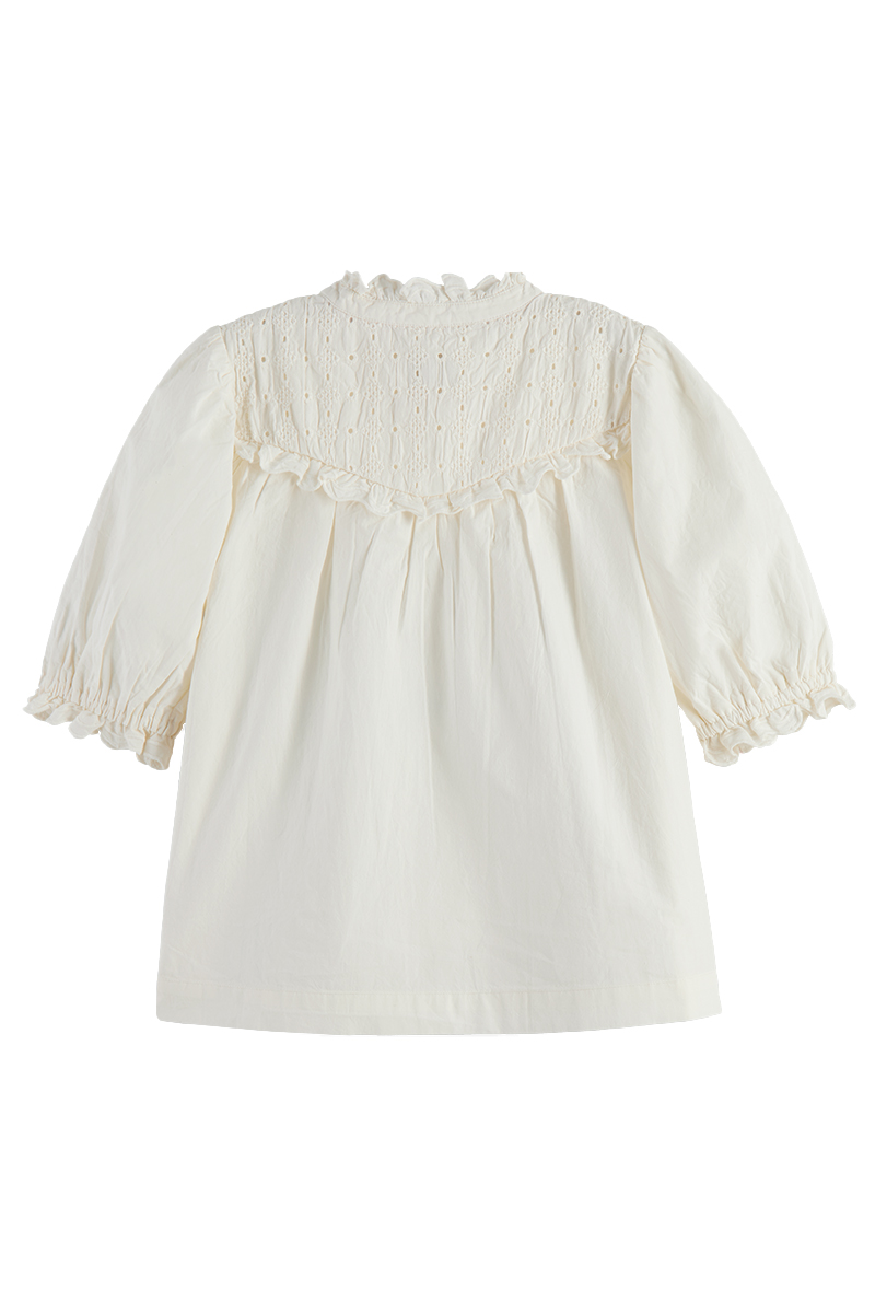 Scotch & Soda Short-sleeved broiderie anglaise to Ecru-1 2