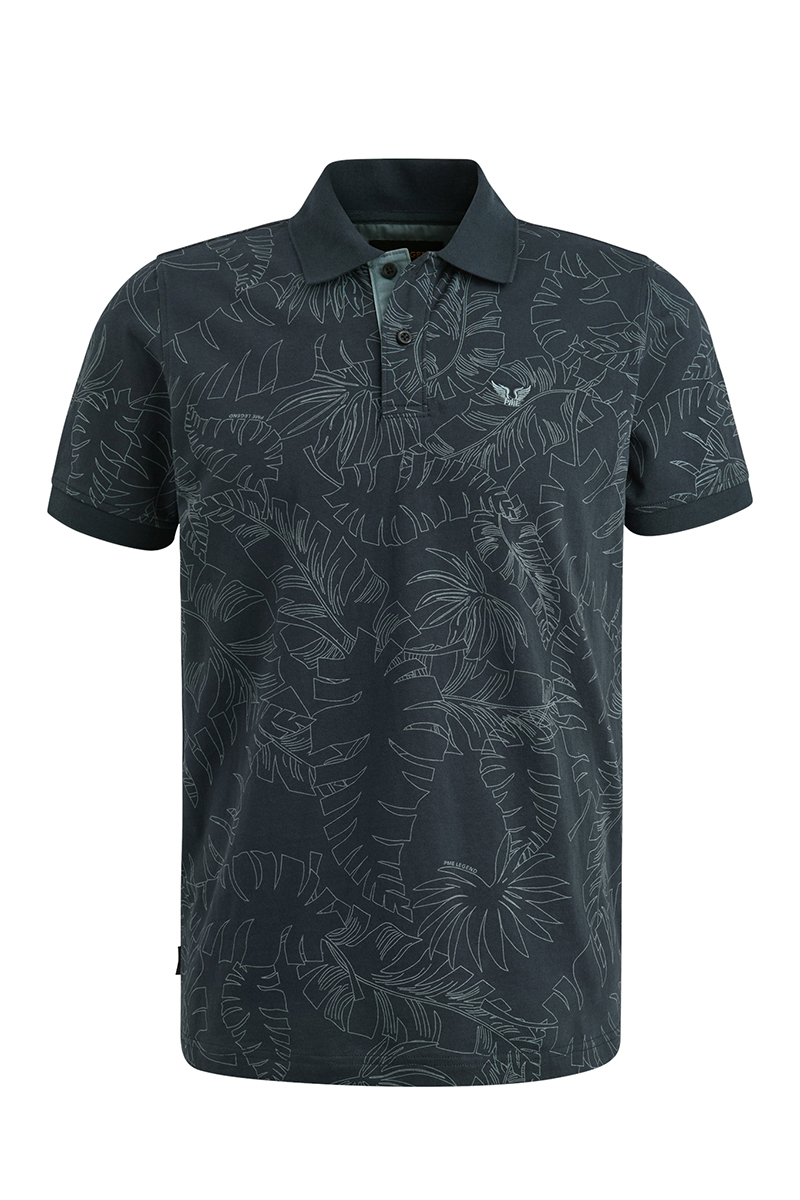PME Legend Short sleeve polo Single jersey aop Blauw-1 1