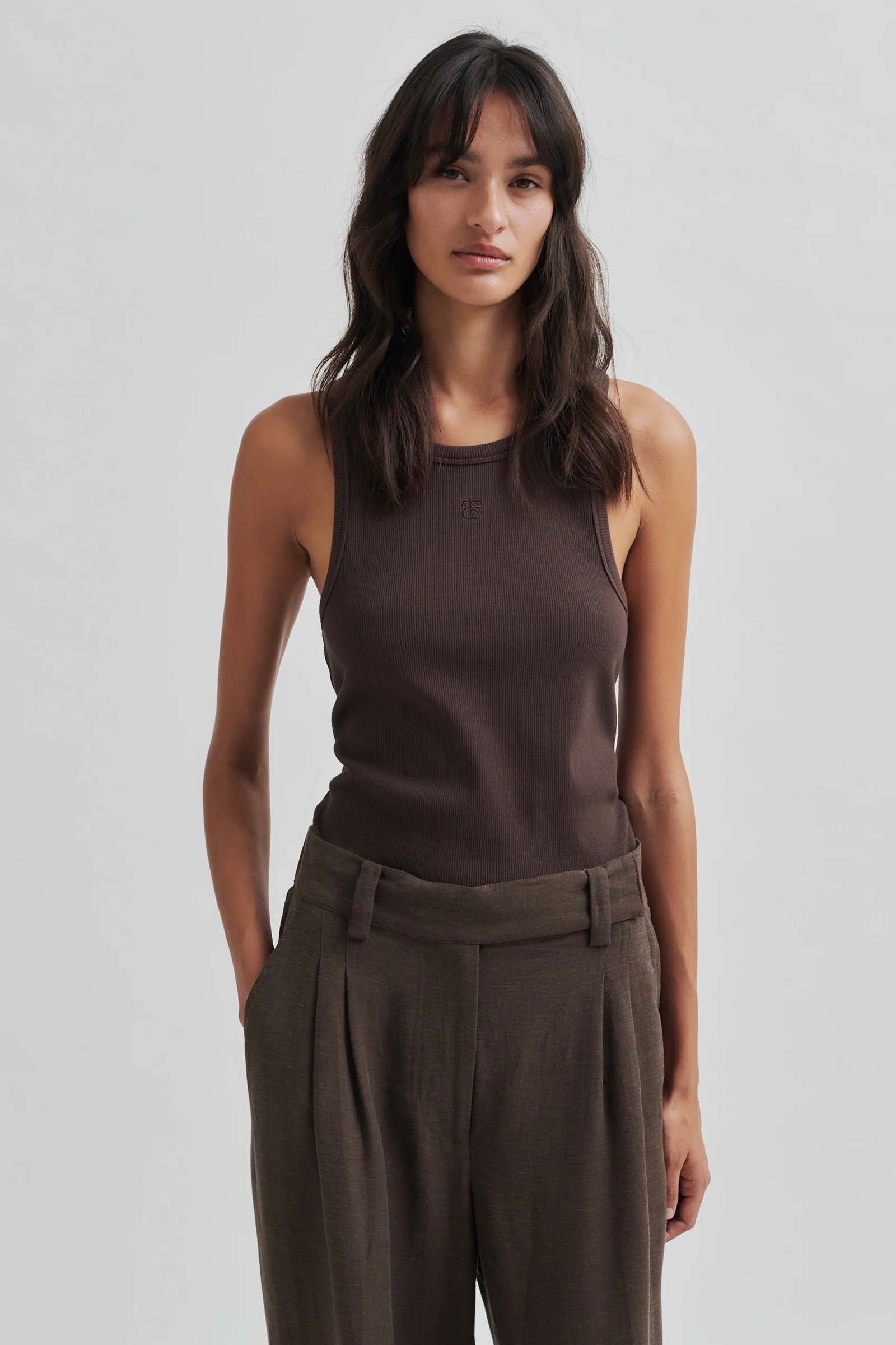 Second Female Gelina tank top bruin/beige-1 2
