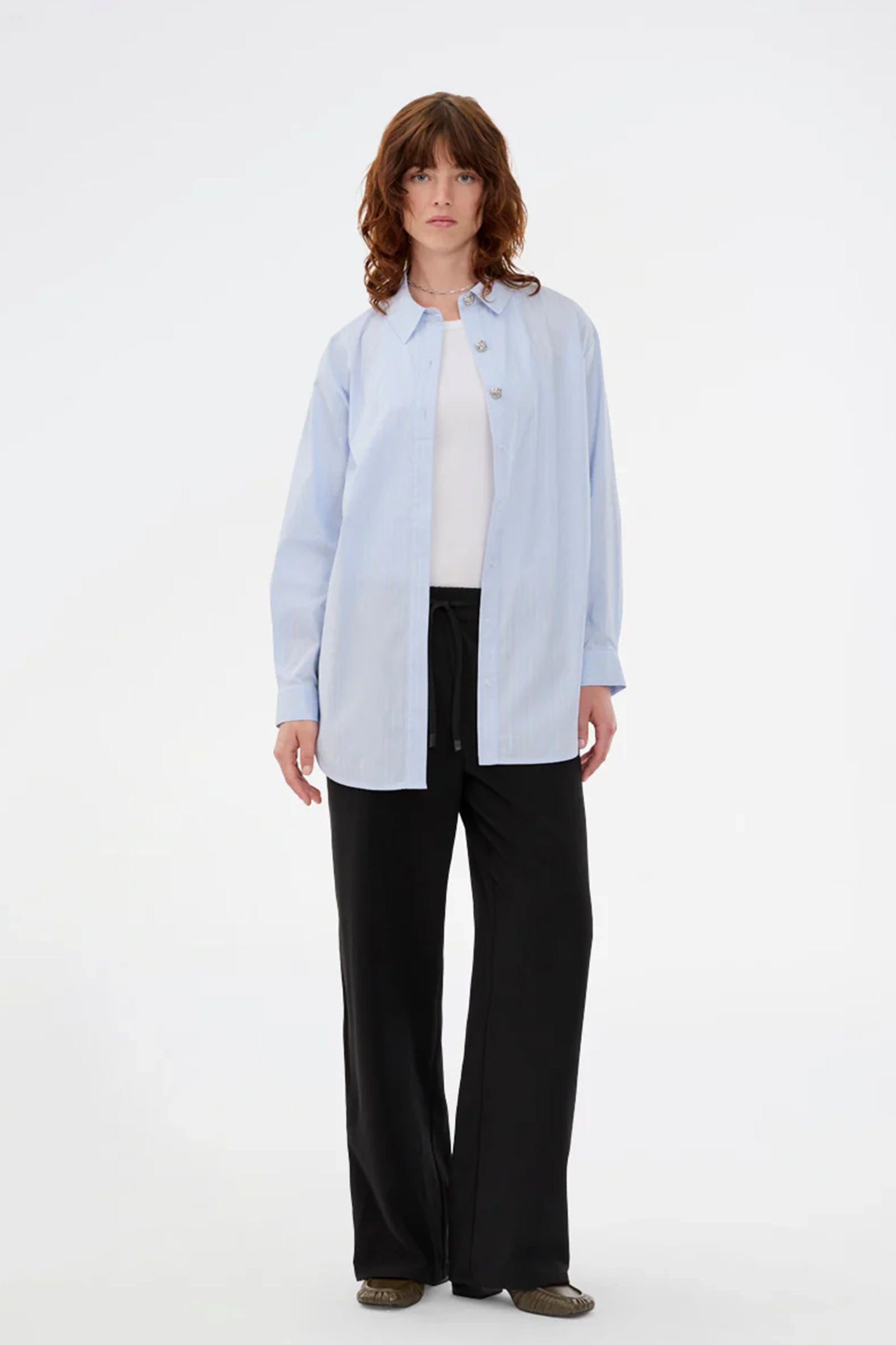 Dames blouse lange mouw blauw