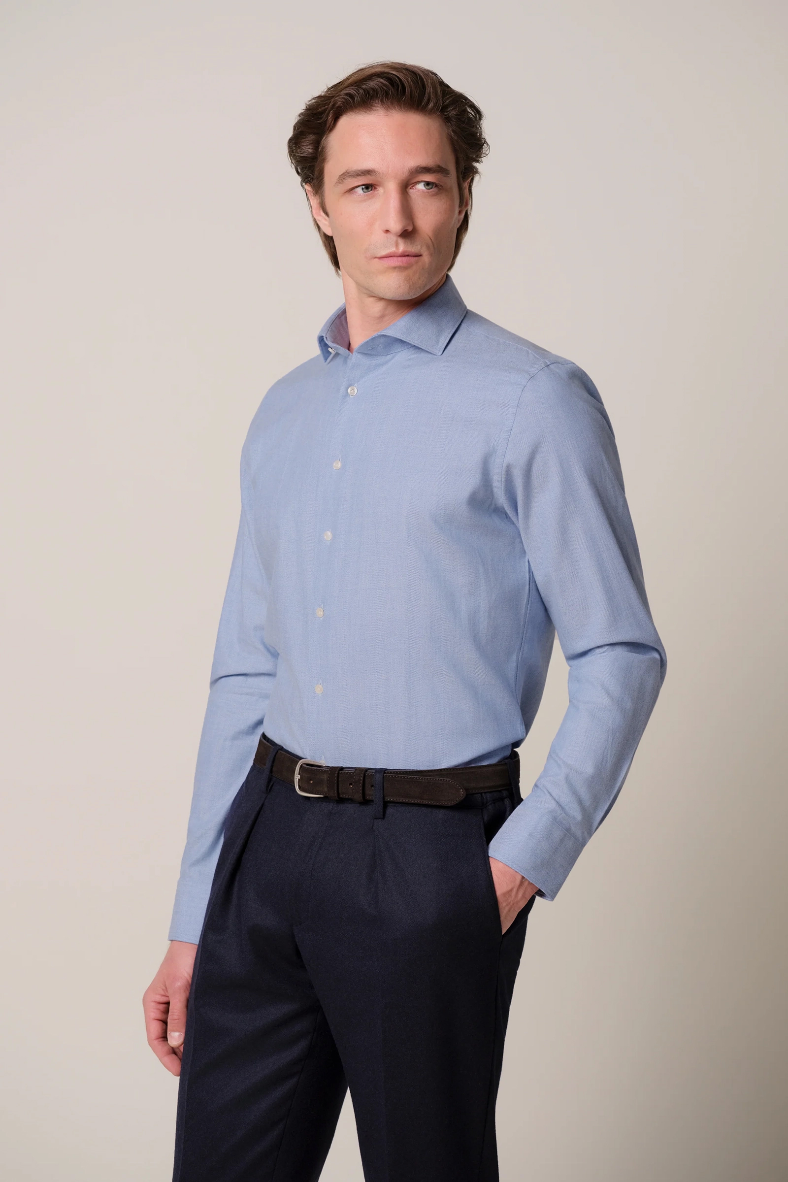 Heren overhemd lm dressual blauw