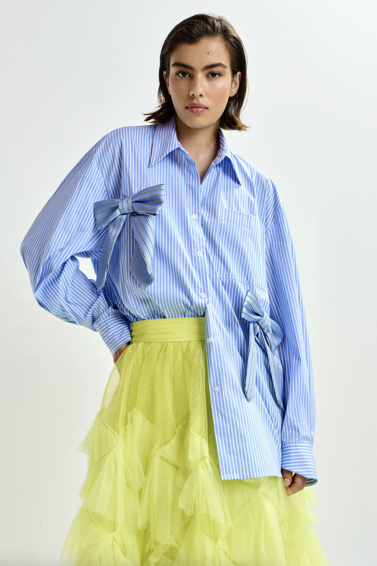 Dames blouse lange mouw blauw