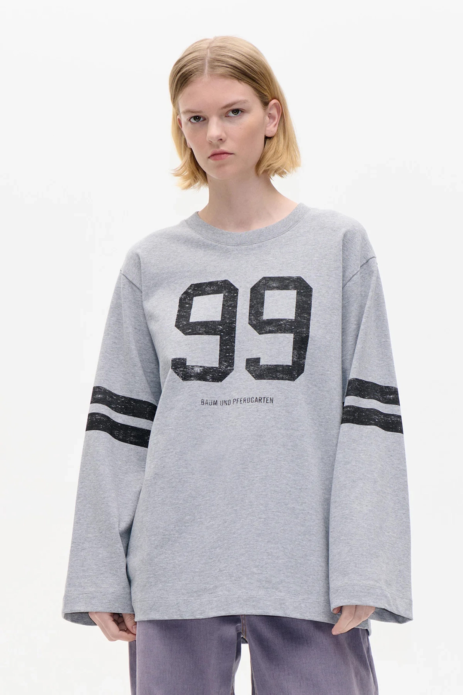 Dames t-shirt lange mouw grijs