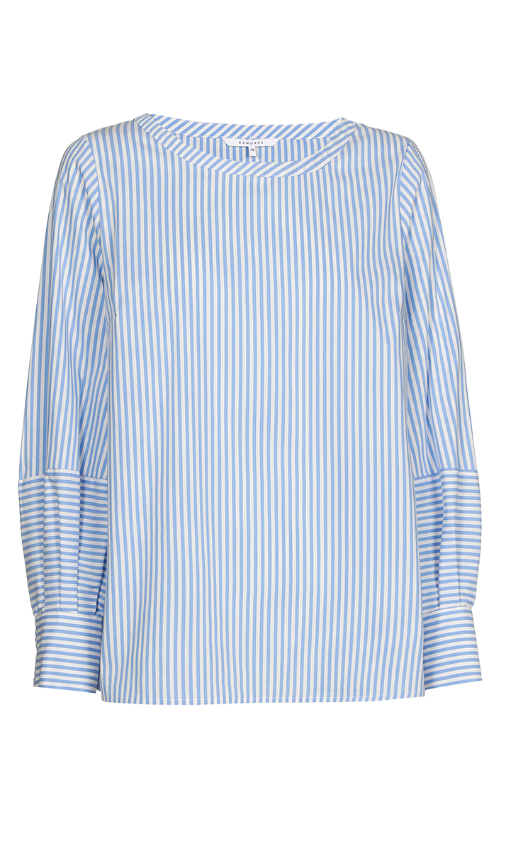 Dames blouse lange mouw blauw
