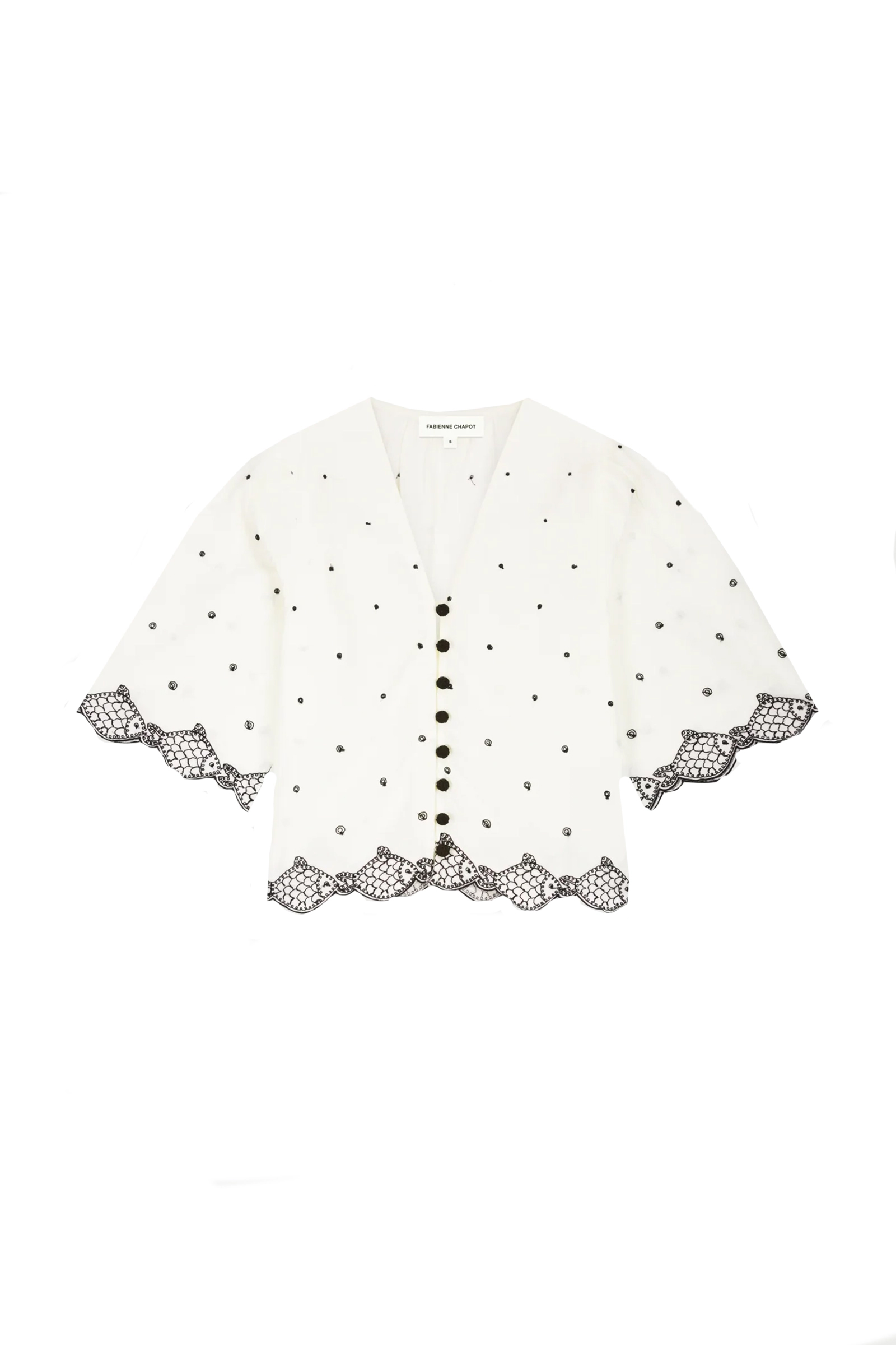 Dames blouse korte mouw ecru