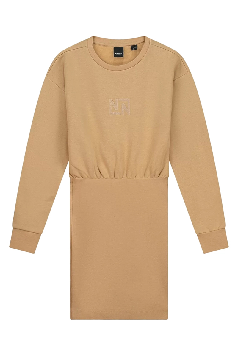 Nik & Nik Fancy LS Sweatdress bruin/beige-1 1