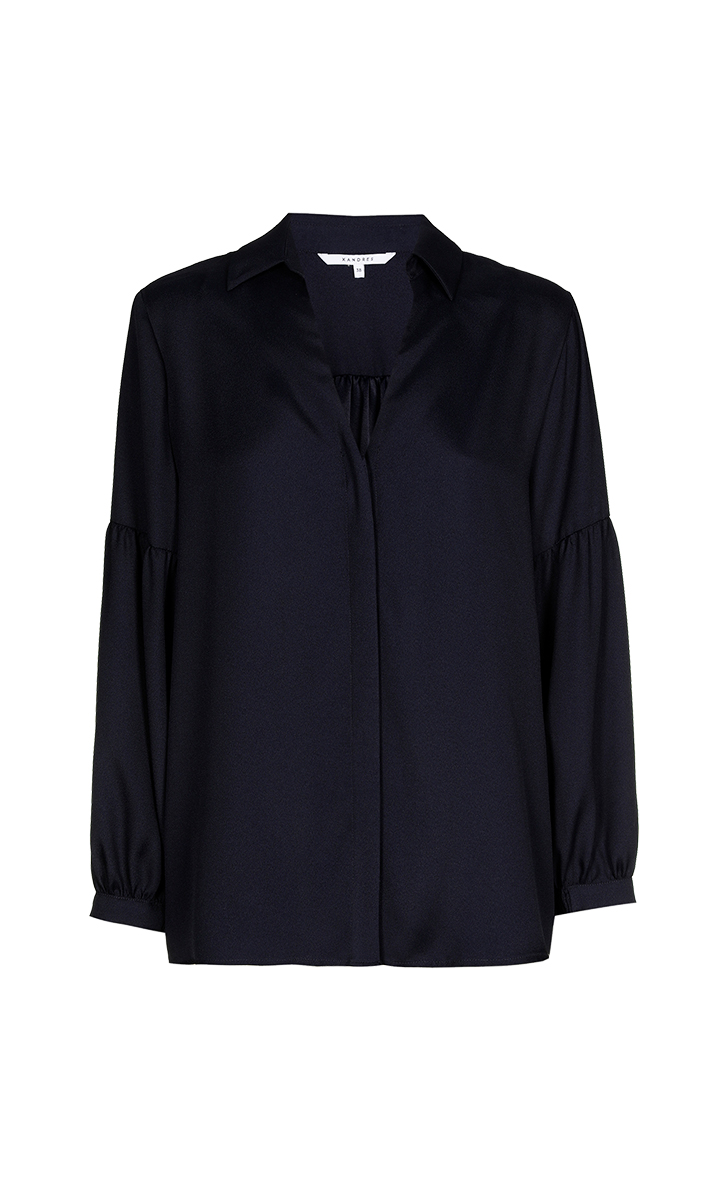 Dames blouse lange mouw blauw