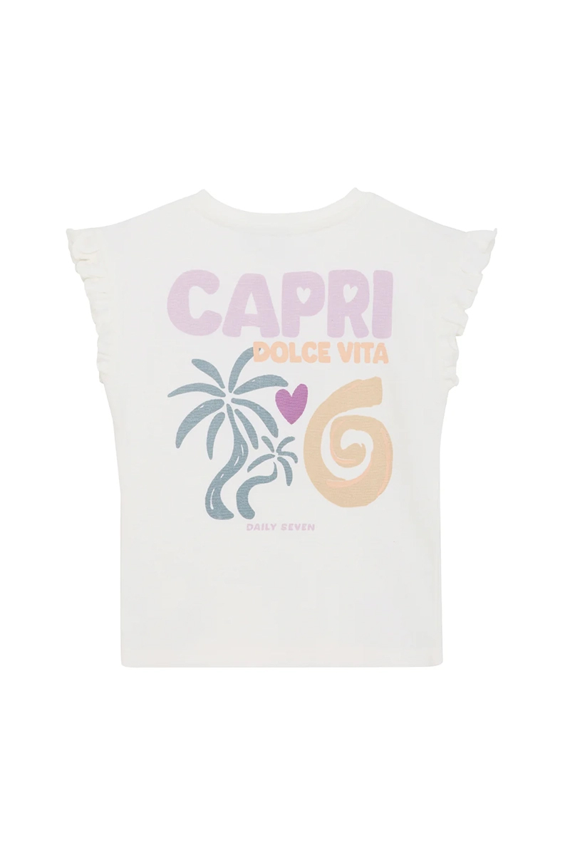 Meisjes t-shirt korte mouw ecru