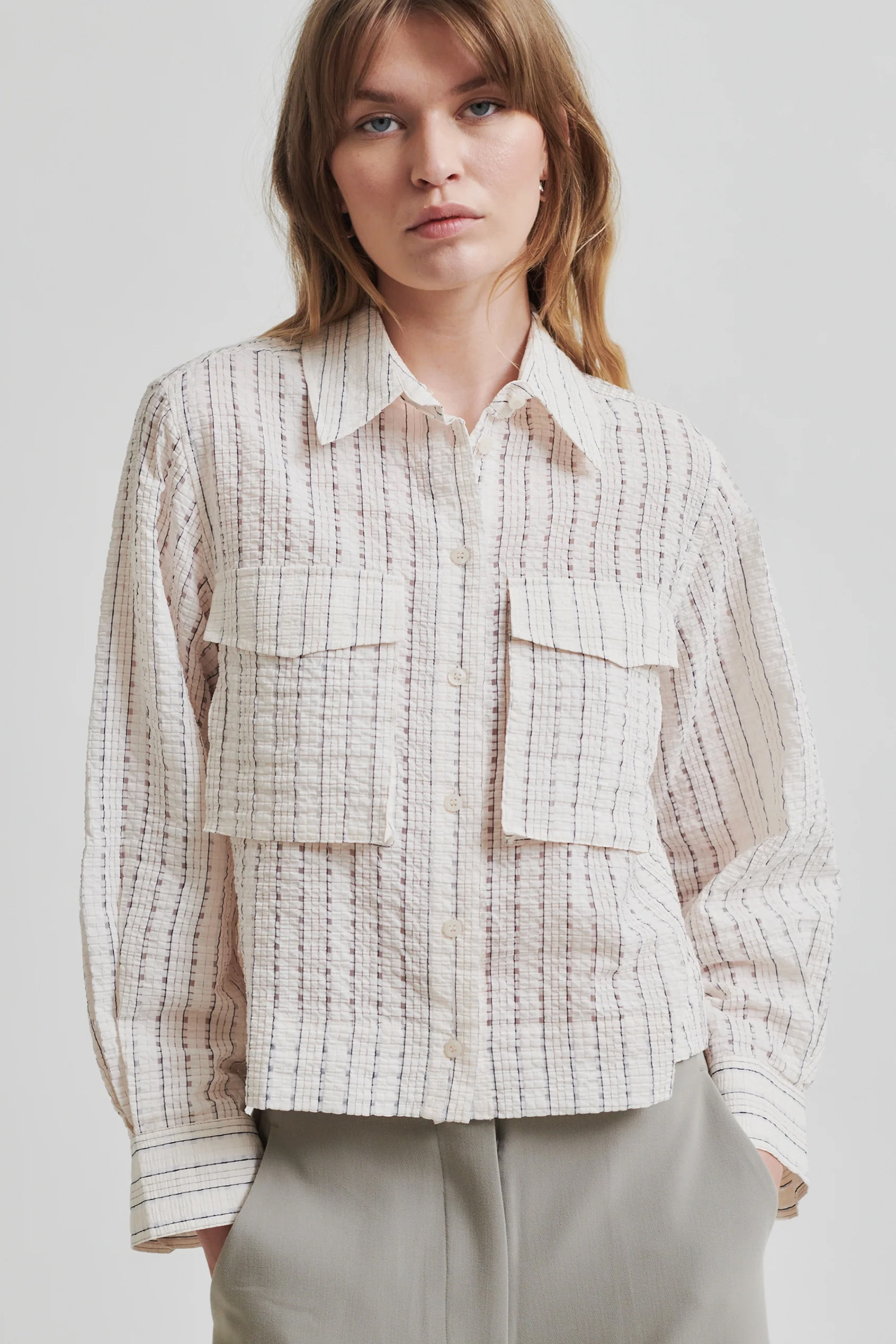 Dames blouse lange mouw ecru